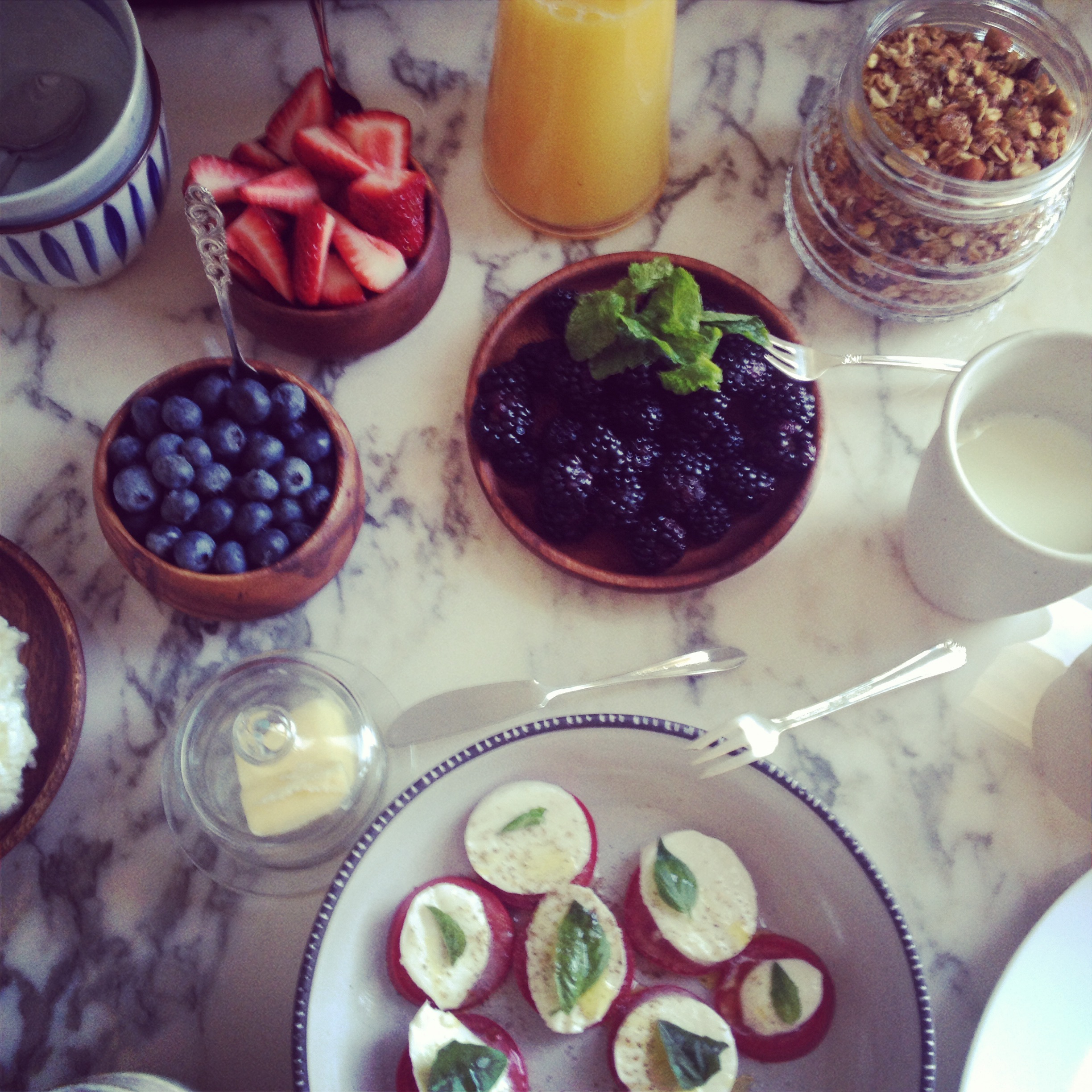  What breakfast at home with Talya looks like. Back off, we asked for an invite first! 