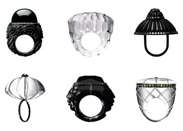 Parisian designer Muriel Grateau's hand-carved rings.
