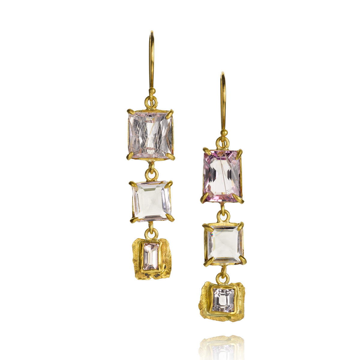  22k earrings with kunzite, $3,575. 