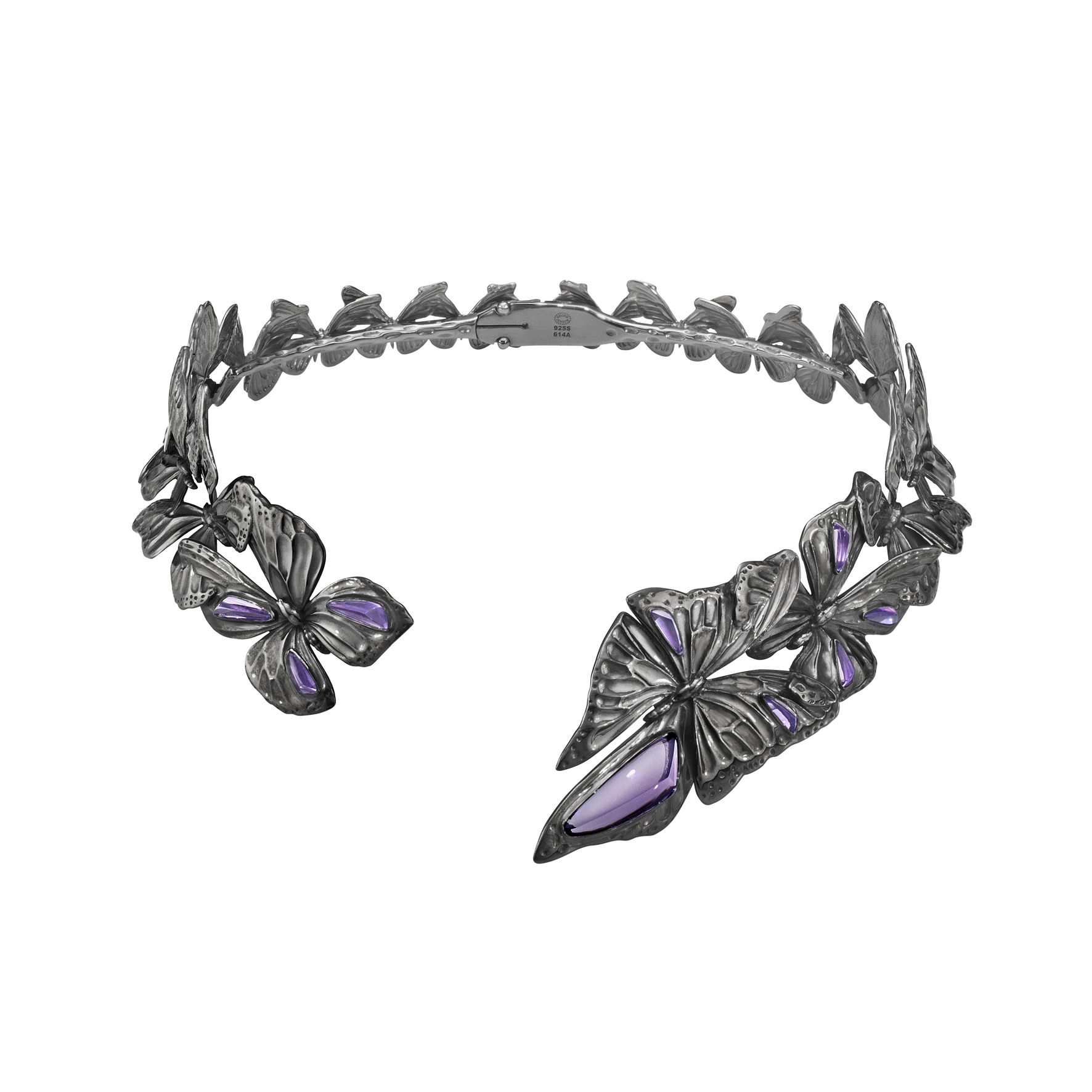   The Askill Collection for Georg Jensen  neckring in oxidized sterling silver with amethyst.&nbsp; 