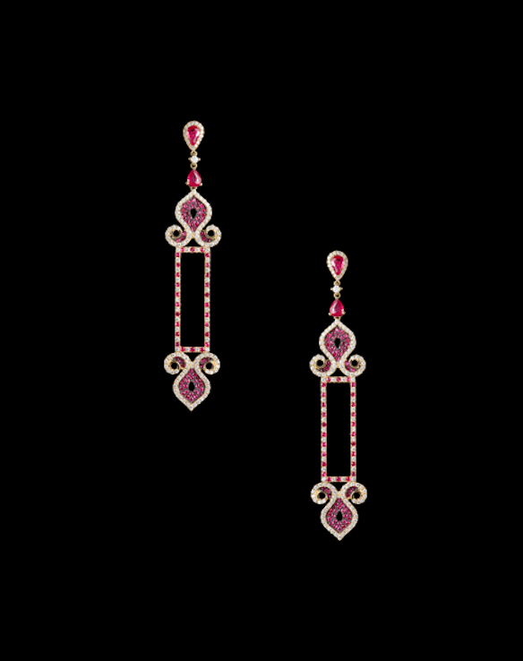  Aurora earrings in ruby and diamonds.&nbsp; 