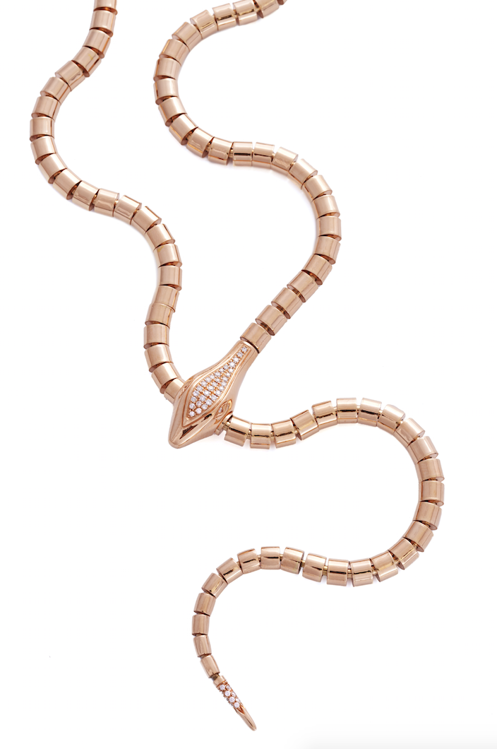  Snake necklace in 18k gold and diamonds.&nbsp; 