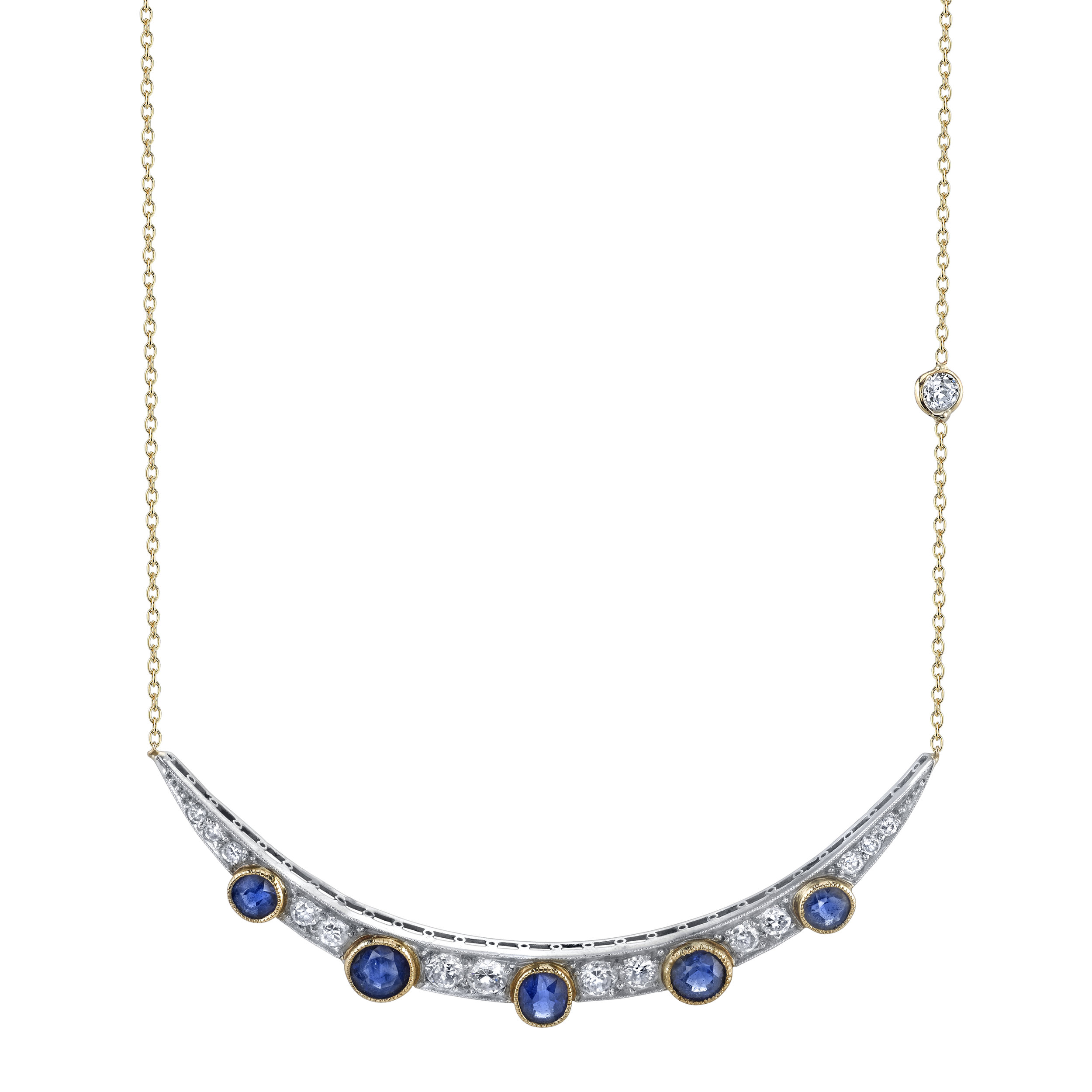 Heritage collection Diamond and Sapphire moon necklace c.1910, $8,820, available at Mitchell's Westport