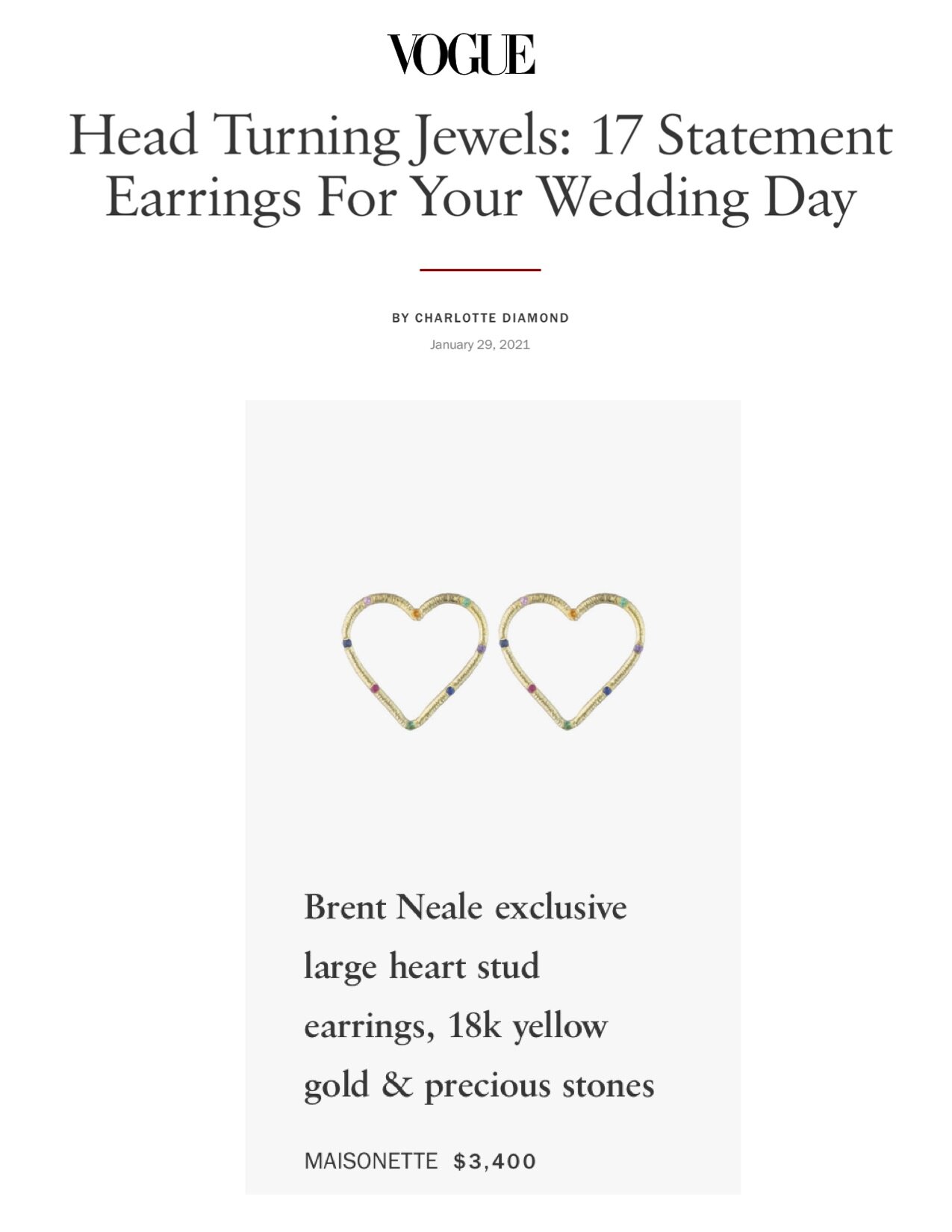 Brent Neale on Vogue.com, January 2021