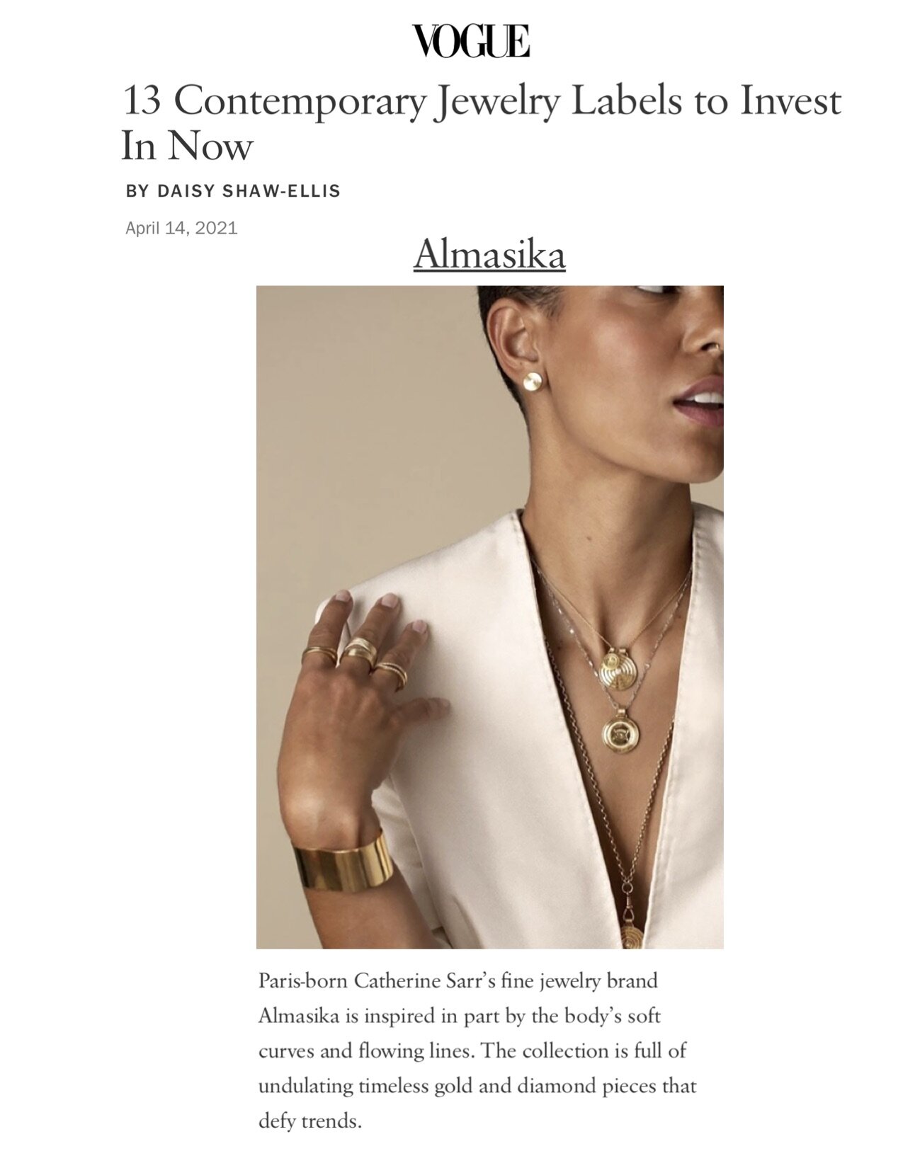 ALMASIKA on Vogue.com, April 2021