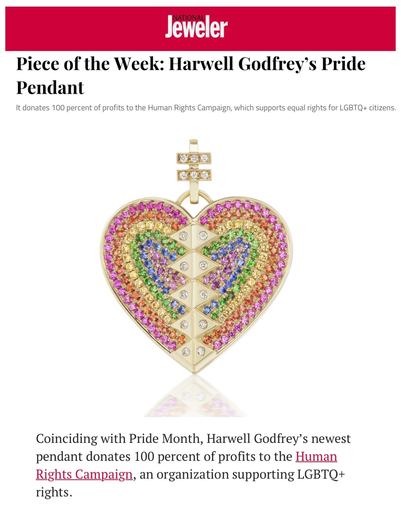 Harwell Godfrey on National Jeweler.com, June 2021