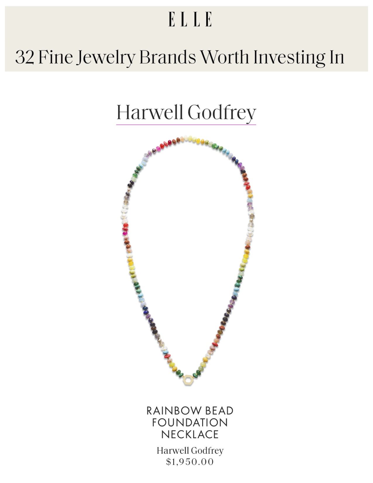 Harwell Godfrey on Elle.com, January 2022
