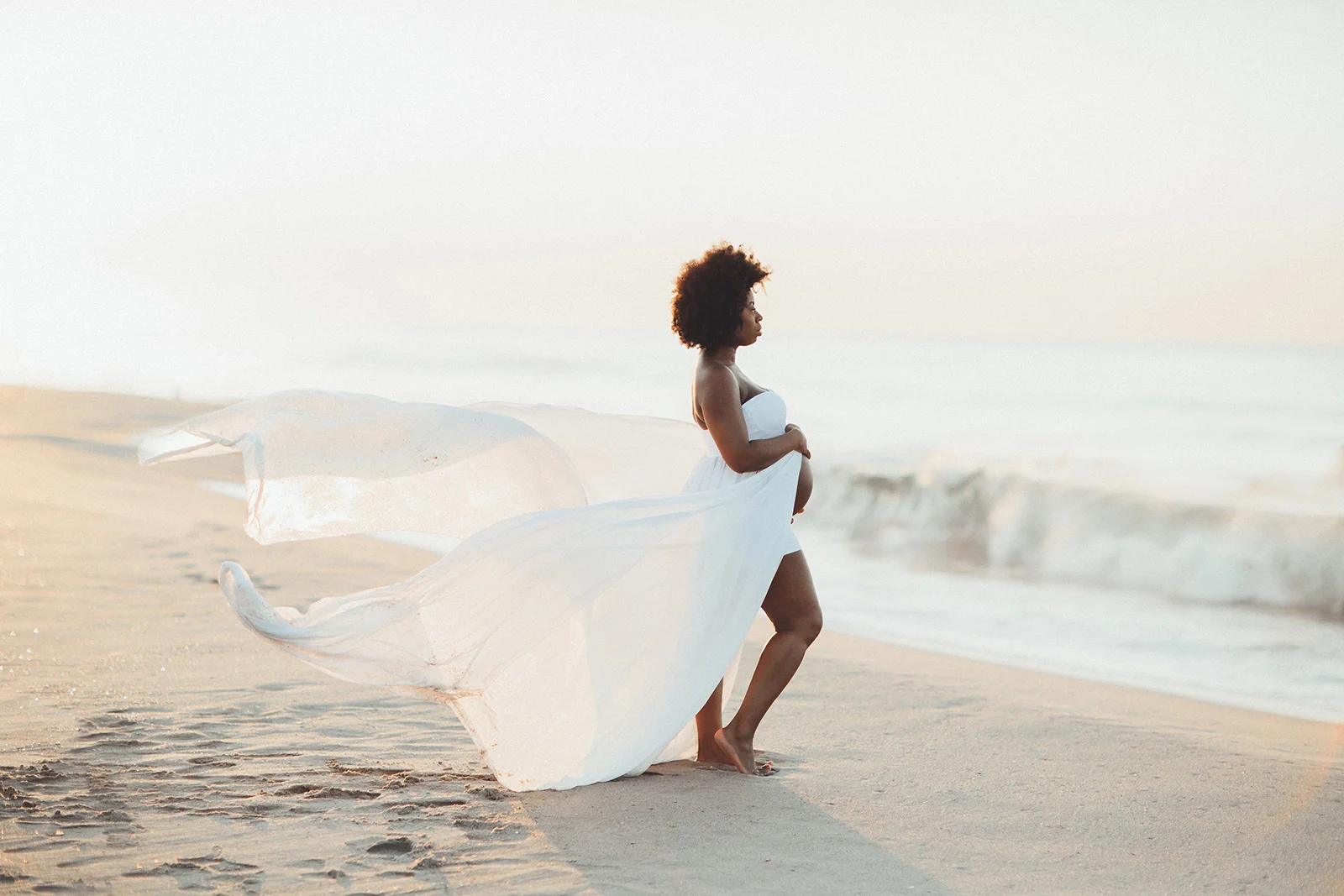 "Beach Baby": Sunlit Maternity Photography at Rockaway Beach by Brooklyn Maternity Photographer Boris Zaretsky