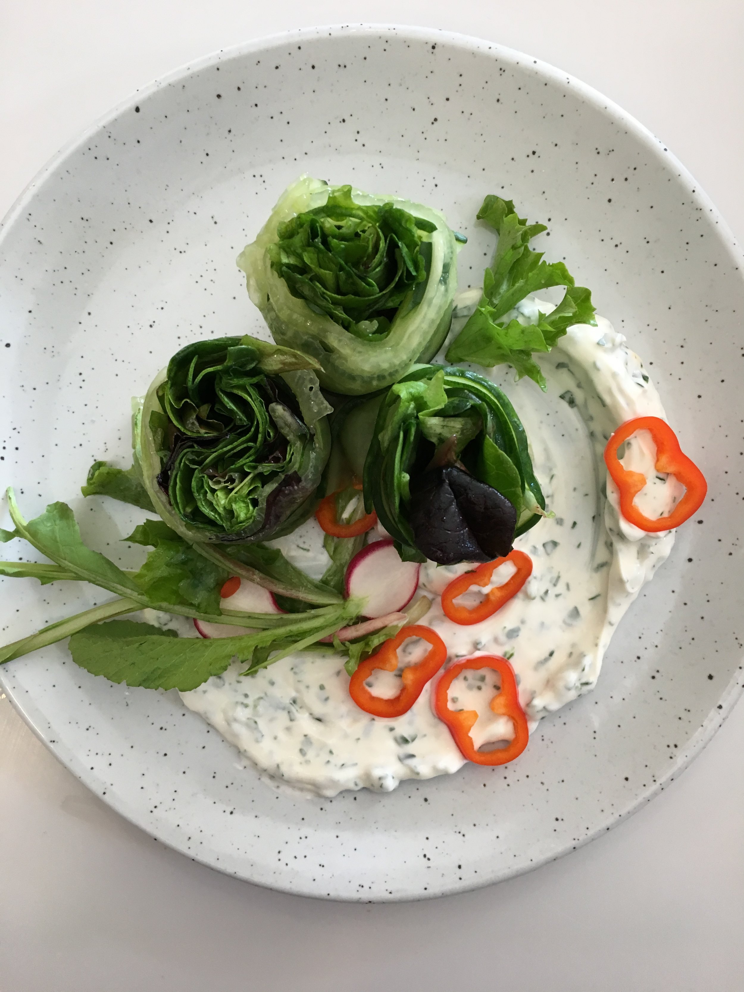 cucumber salad wraps - vegan ranch dressing