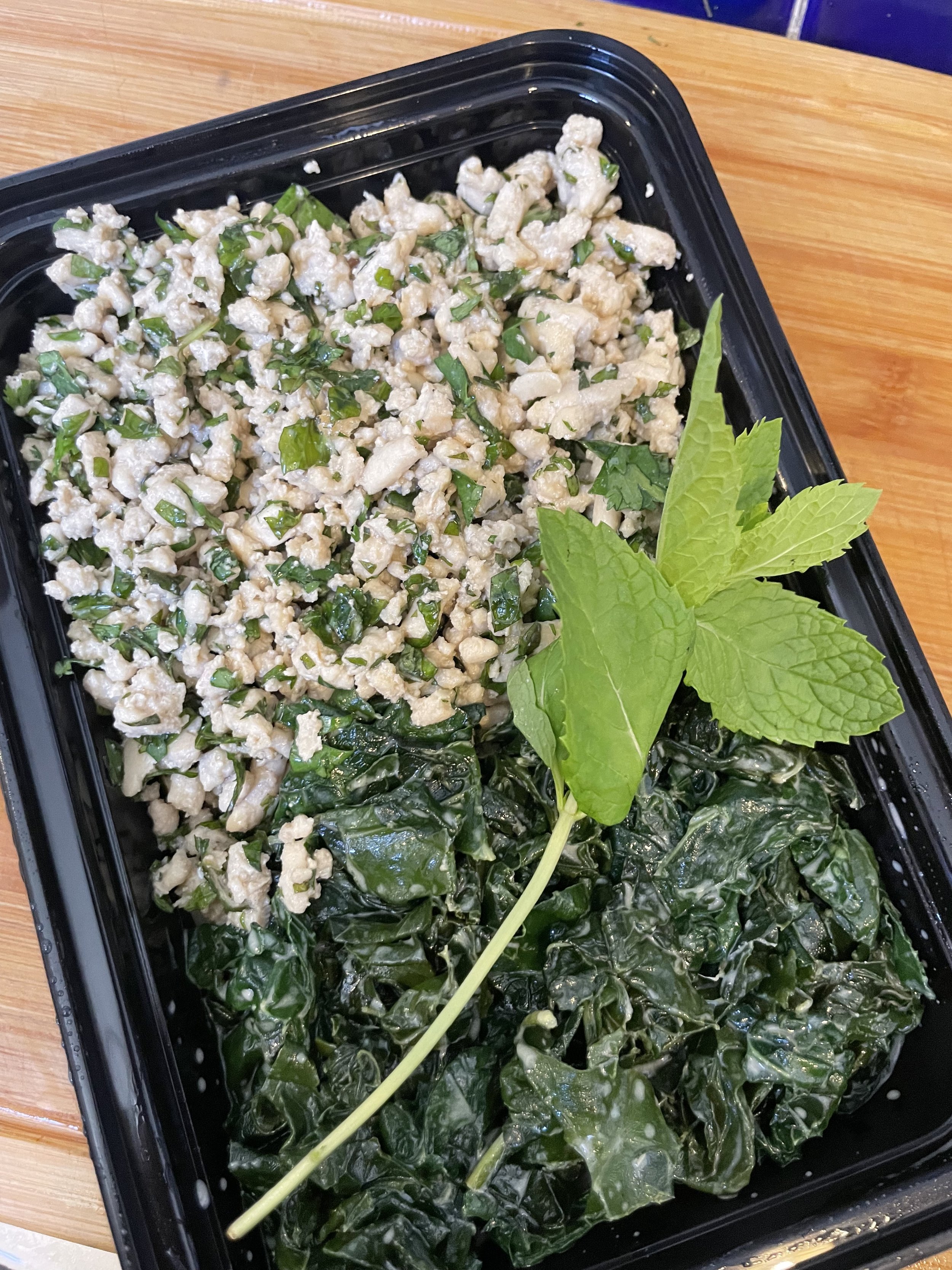special diets meal delivery plans - minted chicken and coconut braised kale