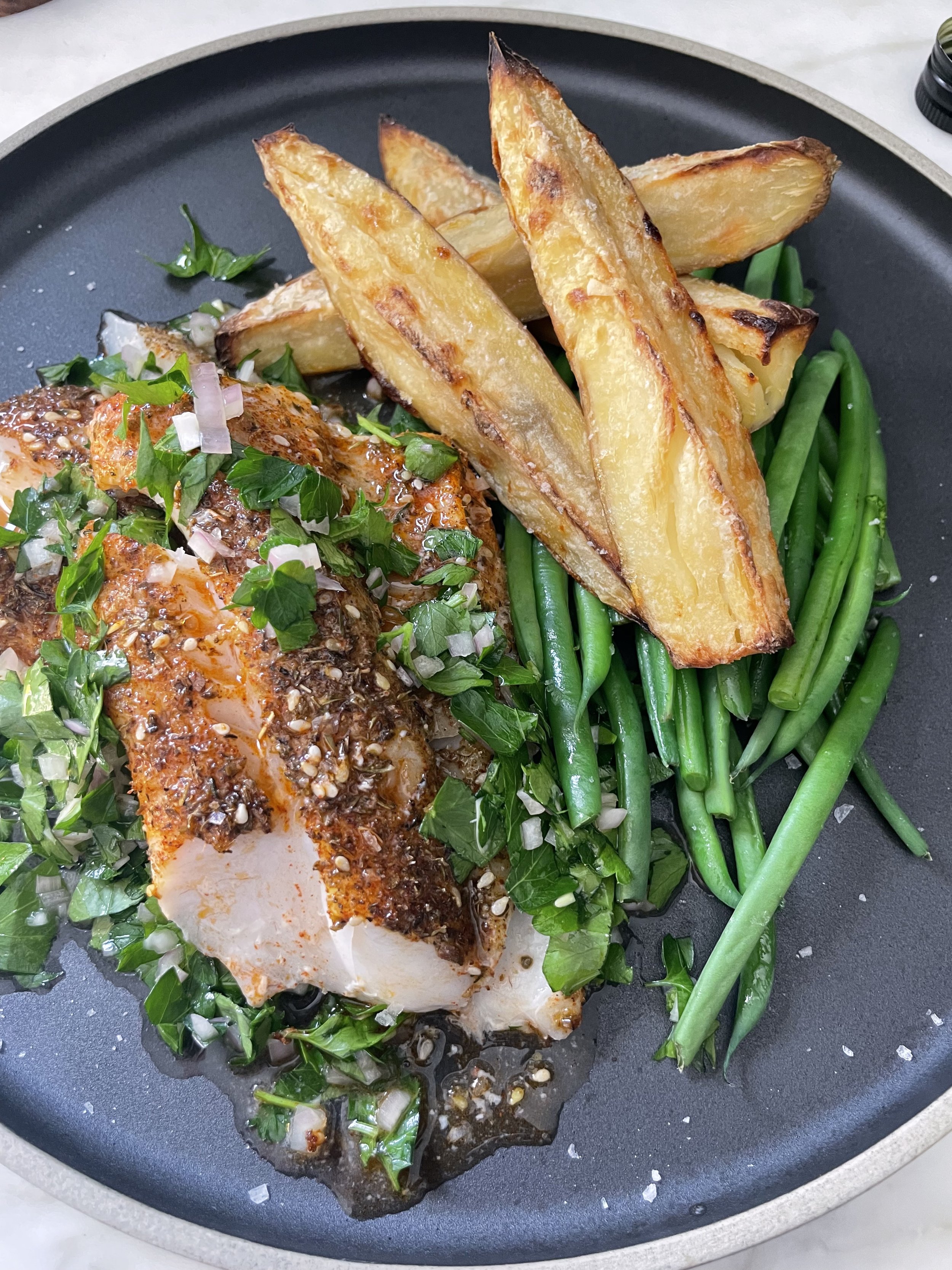 macros and calorie specific meal - "fish and chips"