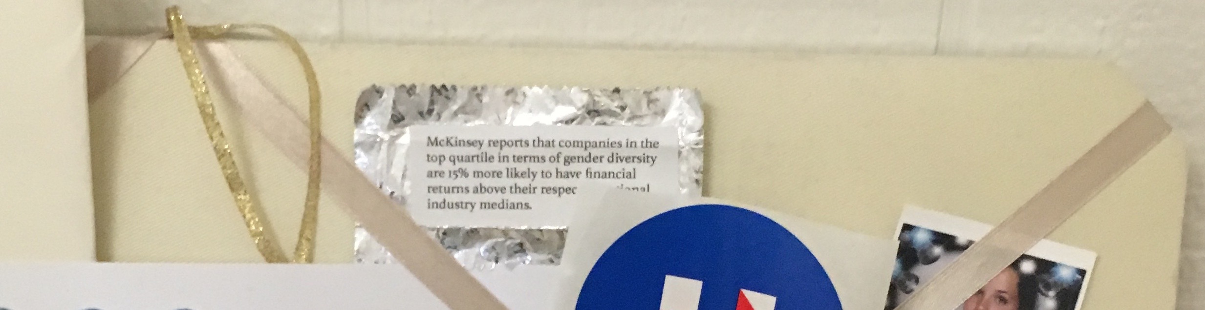 An early prototype pinned to the dorm room wall of a fellow student. (Photo by Laine Bruzek)