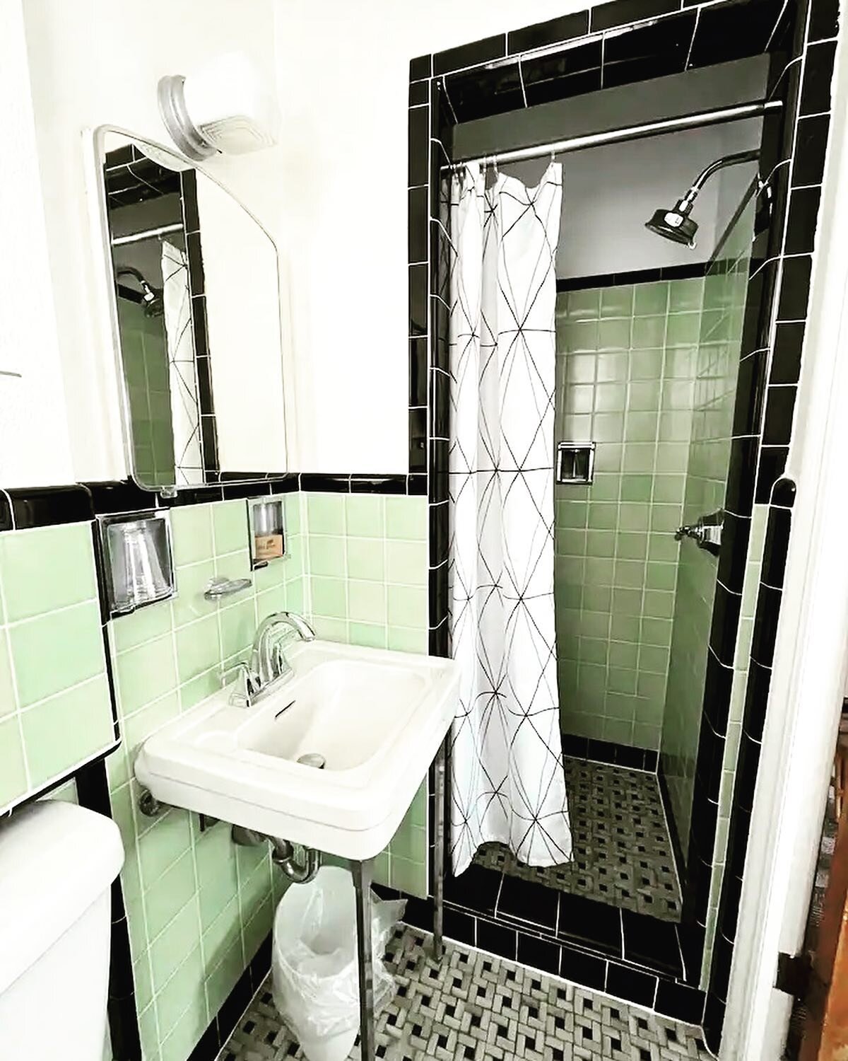 Vintage bathrooms are the best bathrooms. A few of our fav&rsquo;s from the main house. #classicocnj #boutiquehotel #bestofocnj #ourbeachhouseisyourbeachhouse #zennethmanorinn #vintagebathroom #vintagetile #airbnbsuperhost