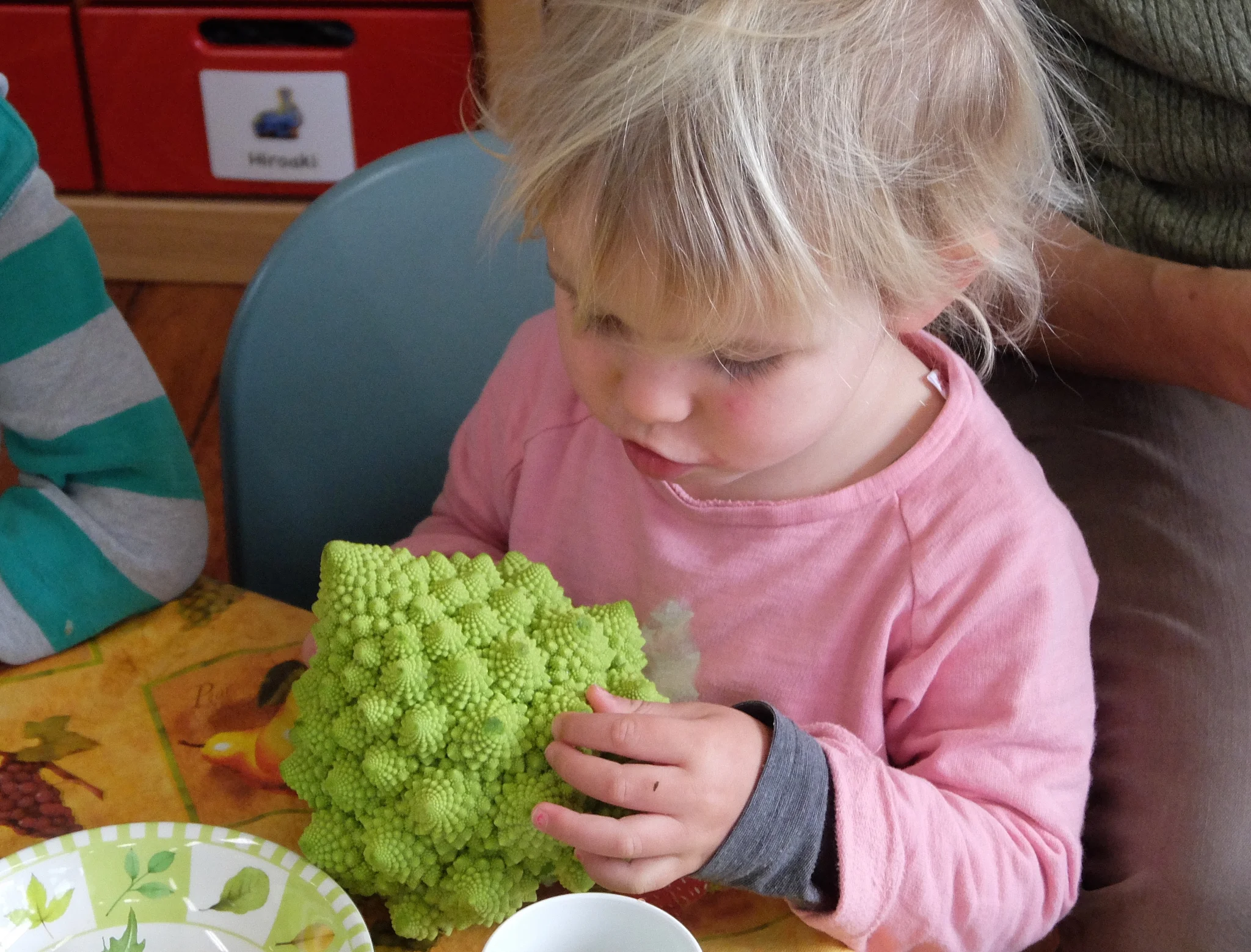 My little one has an amazing pre-school teacher who gives the kids fresh vegetables and fruits for morning snack!