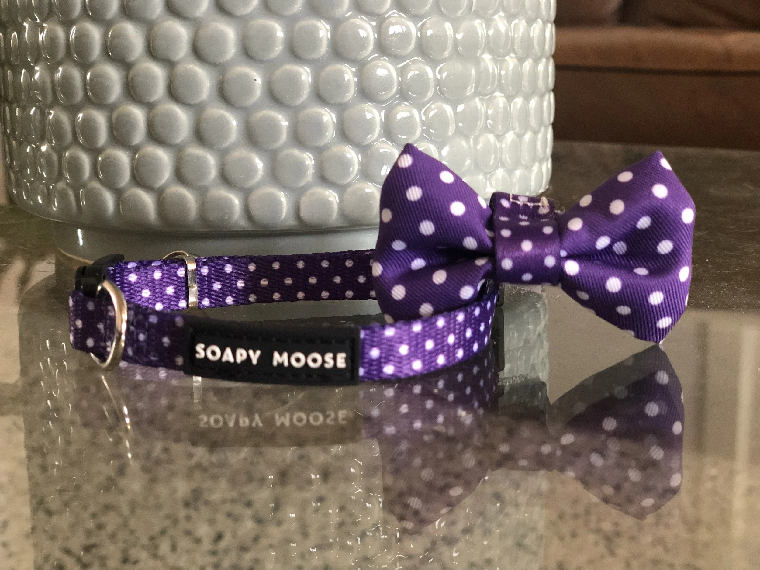 Purple and White Polka Dots Cat Collar