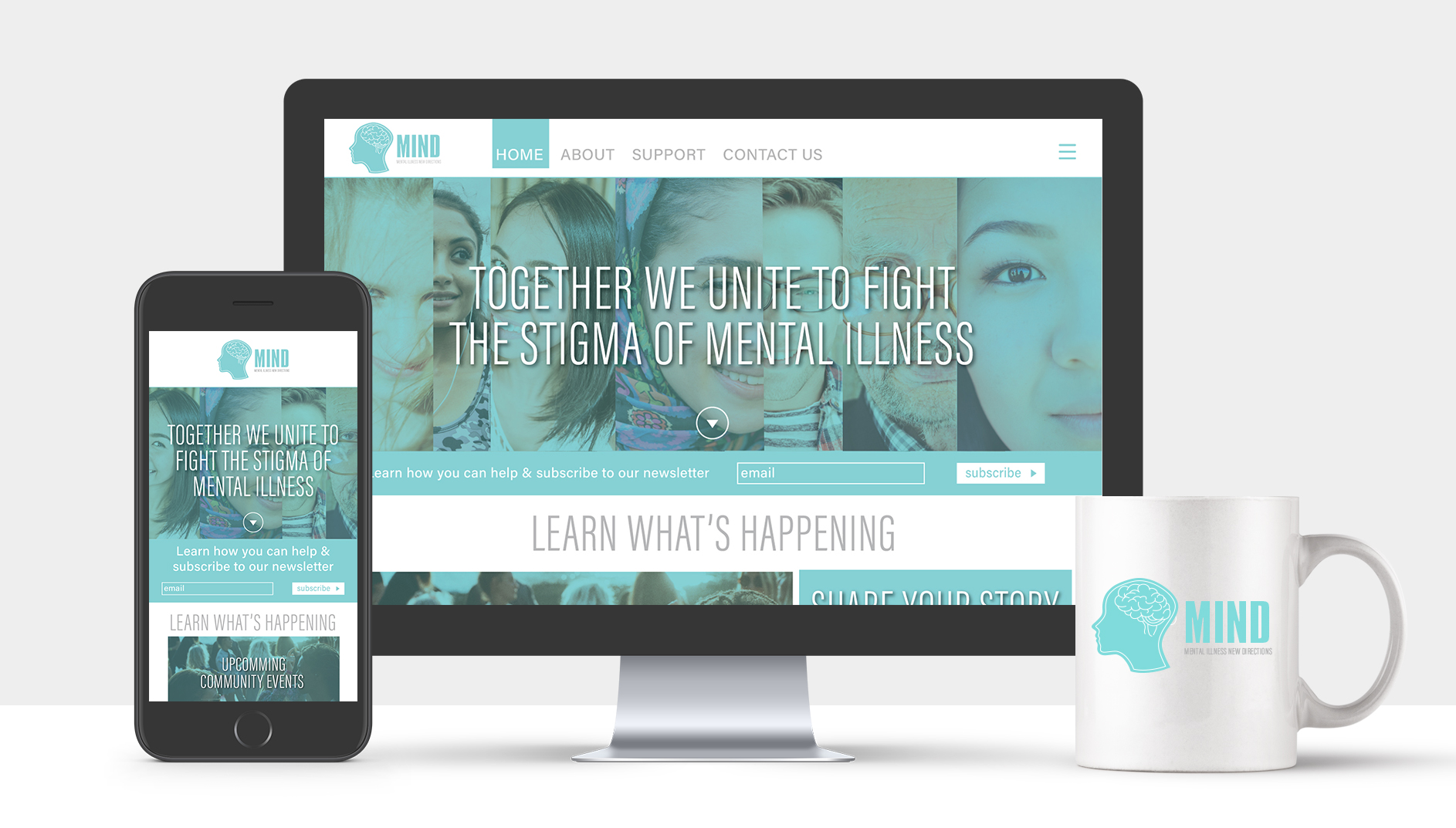 MIND website mockup on devices