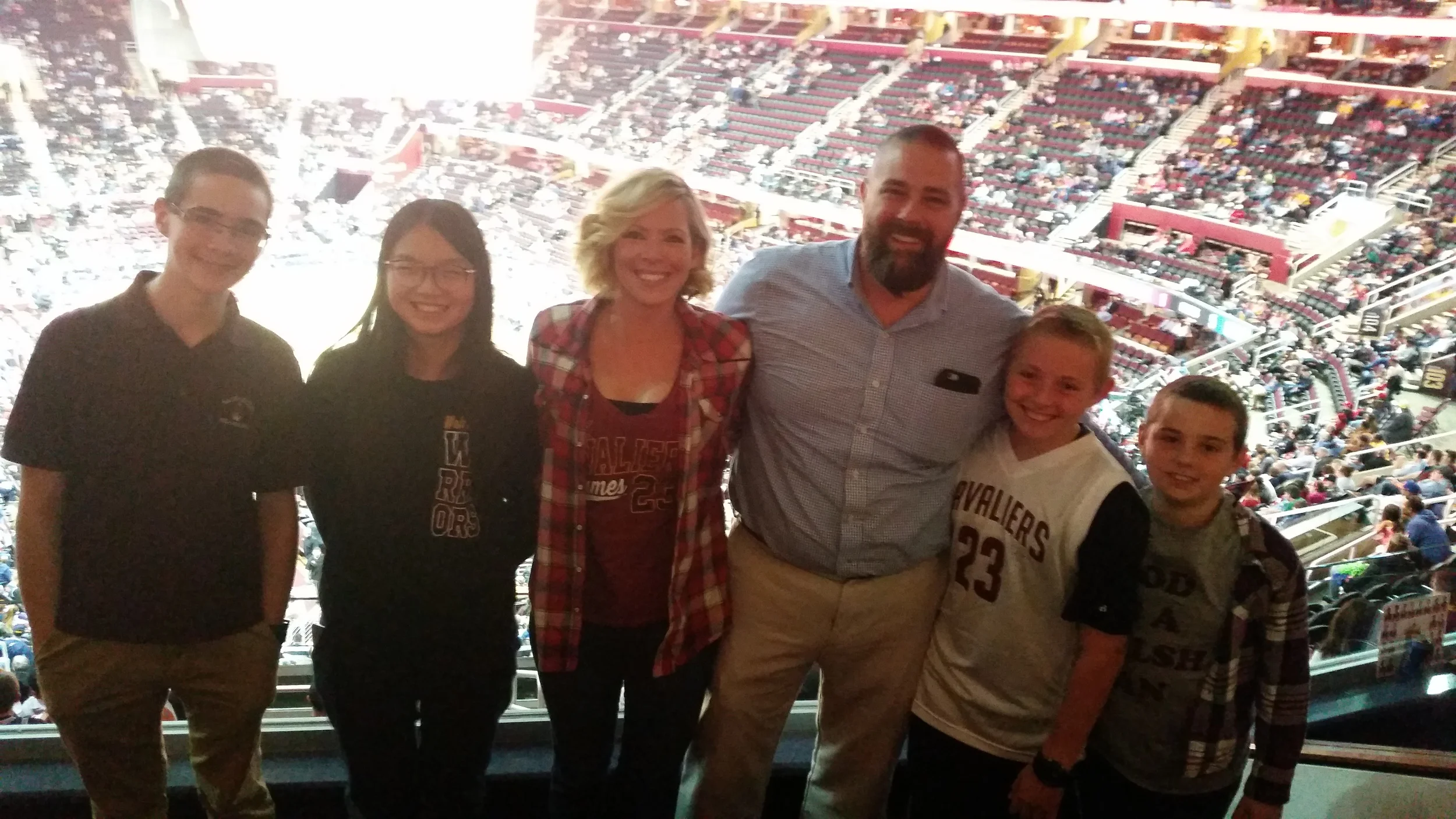 Above is the Waller Family enjoying a suite donated by the Cleveland Cavaliers.