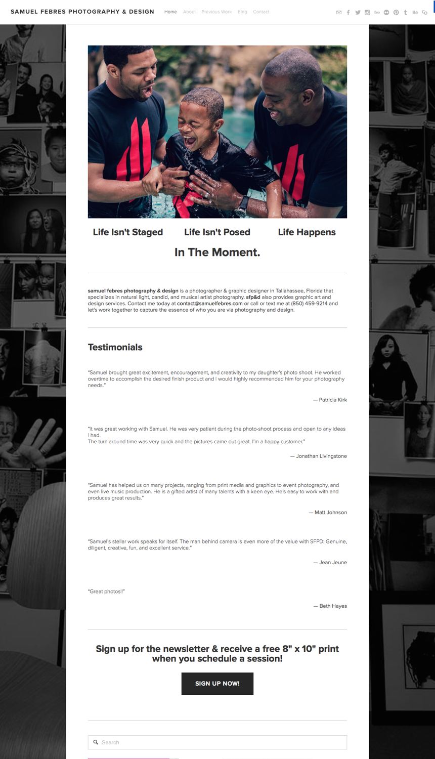 samuel febres photography & design website