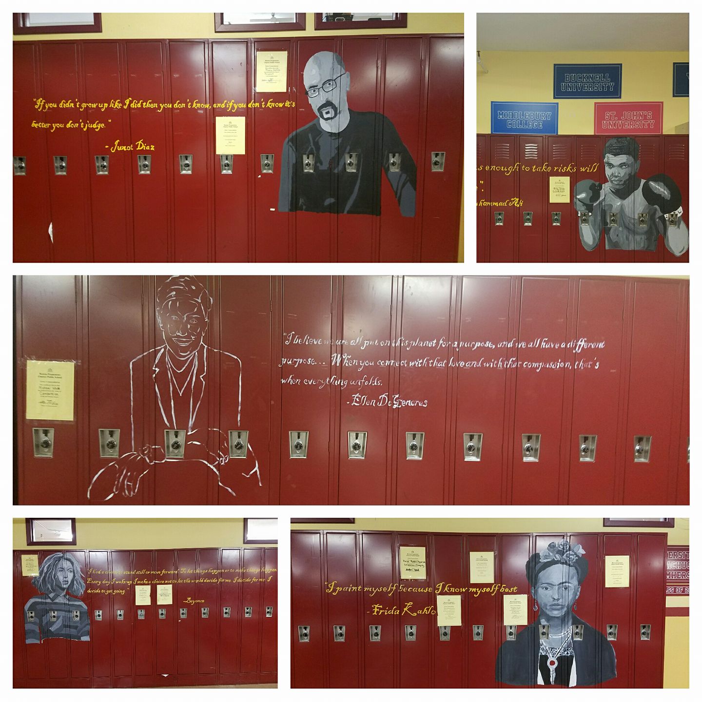 Students created murals featuring quotes from famous people bringing to life Boston Prep's five key virtues.