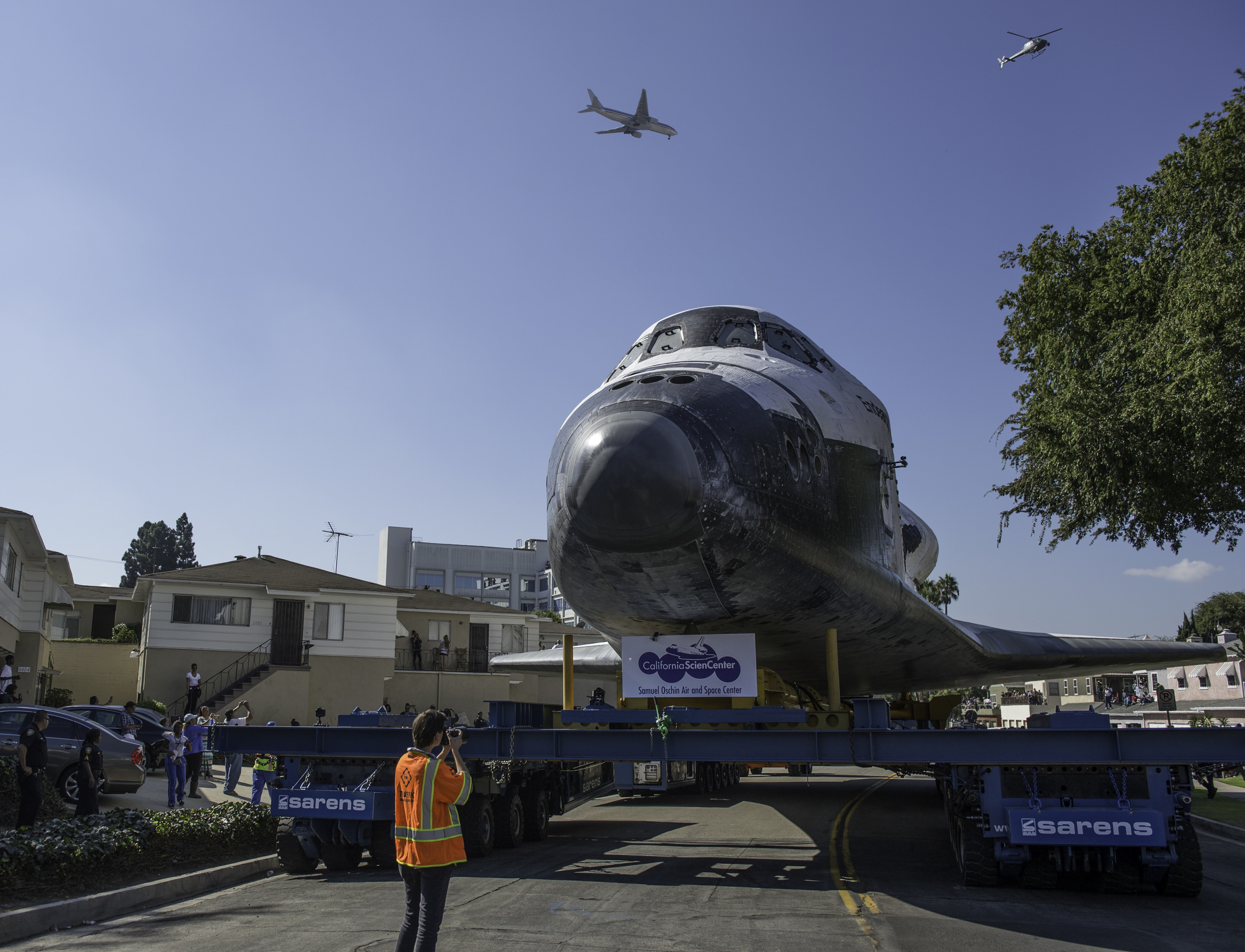  Space shuttle Endeavour is seen on the streets of Inglewood, CA on Saturday, Oct. 13, 2012. Endeavour, built as a replacement for space shuttle Challenger, completed 25 missions, spent 299 days in orbit, and orbited Earth 4,671 times while traveling
