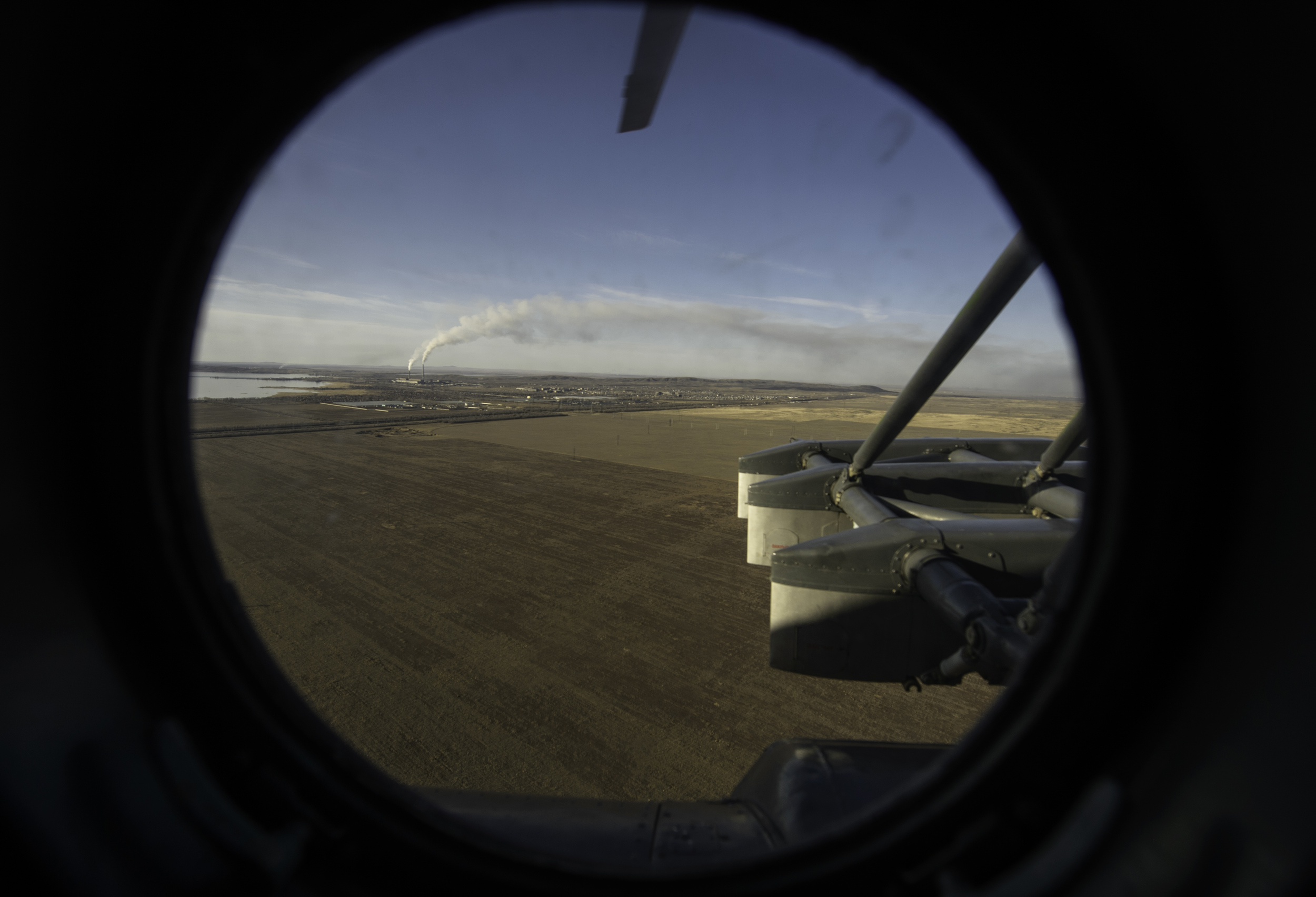  A view of the Kazakh steppe from the window of a Russian search and rescue helicopter en route to Zhezkazgan airport in Kazakhstan, Sunday, Nov. 10, 2013, a day ahead of the scheduled landing of the Soyuz TMA-09M spacecraft with Expedition 37 Comman