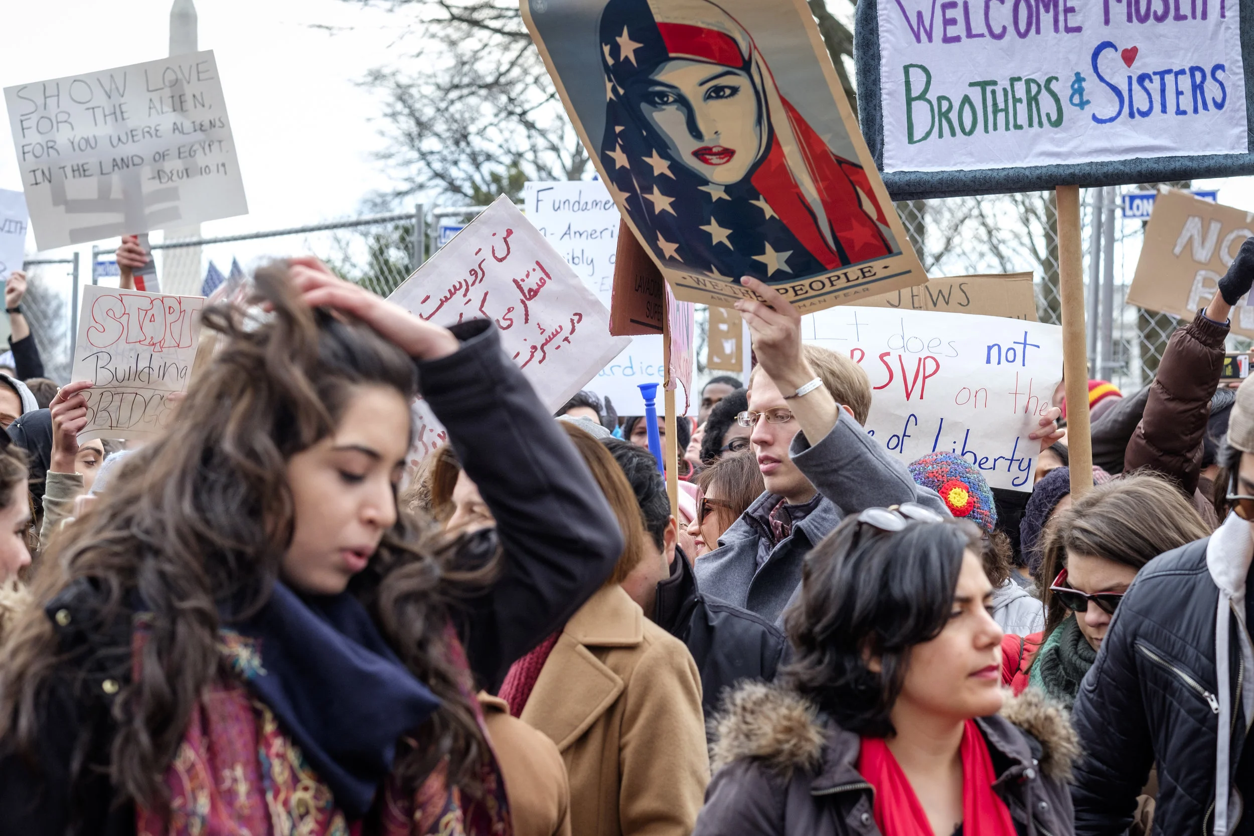 A crowd is seen at the first Anti Immigration Ban rally in front of the White House on Saturday, January 29, 2017 in Washington, DC. Thousands gathered to protest Trump’s executive order banning immigration by refugees and foreign nationals from seven predominantly Muslim countries into the United States. Demonstrators marched from the White House to the U.S. Capitol chanting “Say it loud, say it clear, refugees are welcome here!”