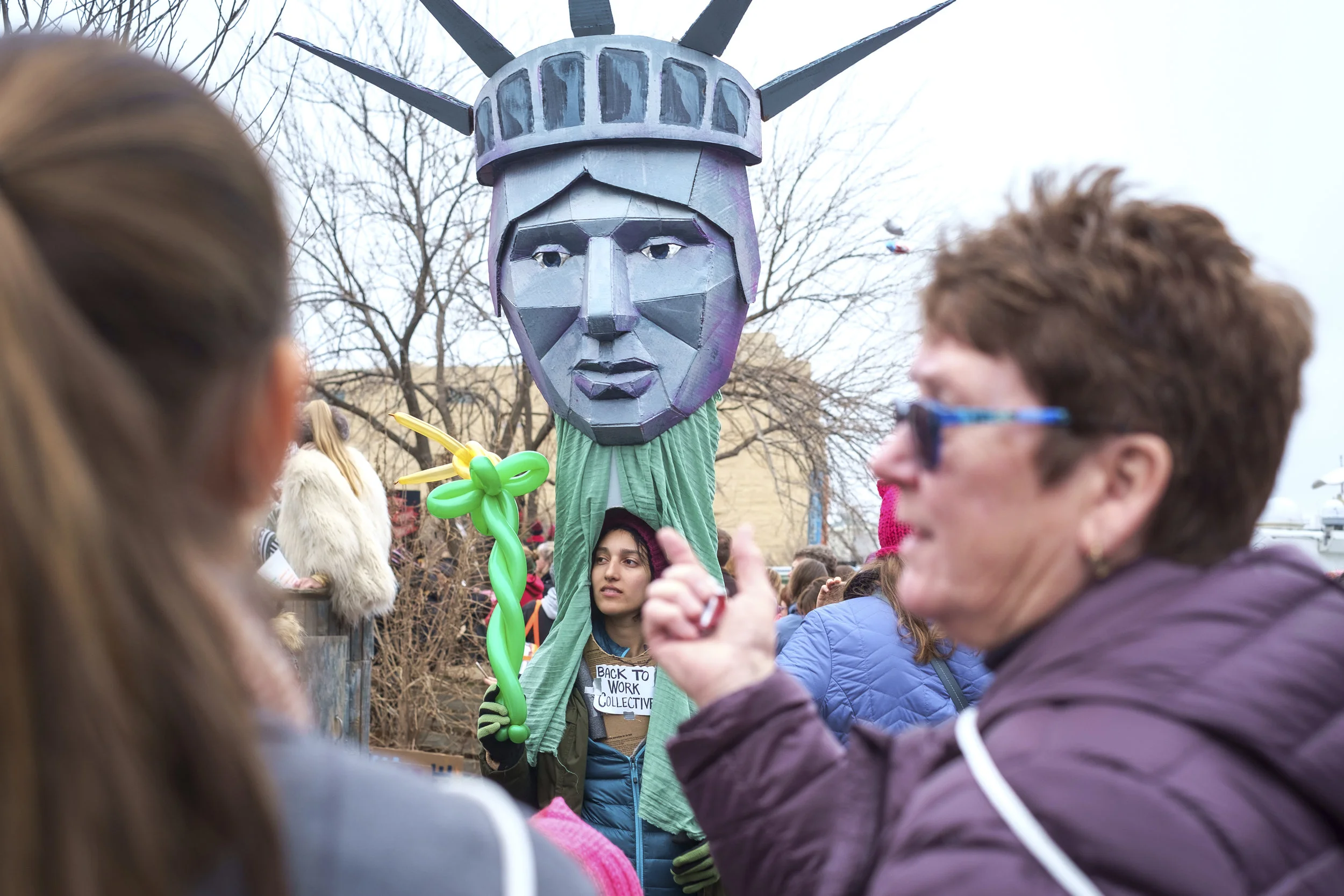 A woman is seen in a Statue of Liberty costume at the first-ever Women’s March on Washington on Saturday, January 21, 2017. It is estimated that over 500,000 marched in today’s march, and well over 1 million people world-wide. People came together to proclaim unity and to stand firm on the principles of human rights. “Women’s Rights are Human Rights and Human Rights are Women’s Rights.”