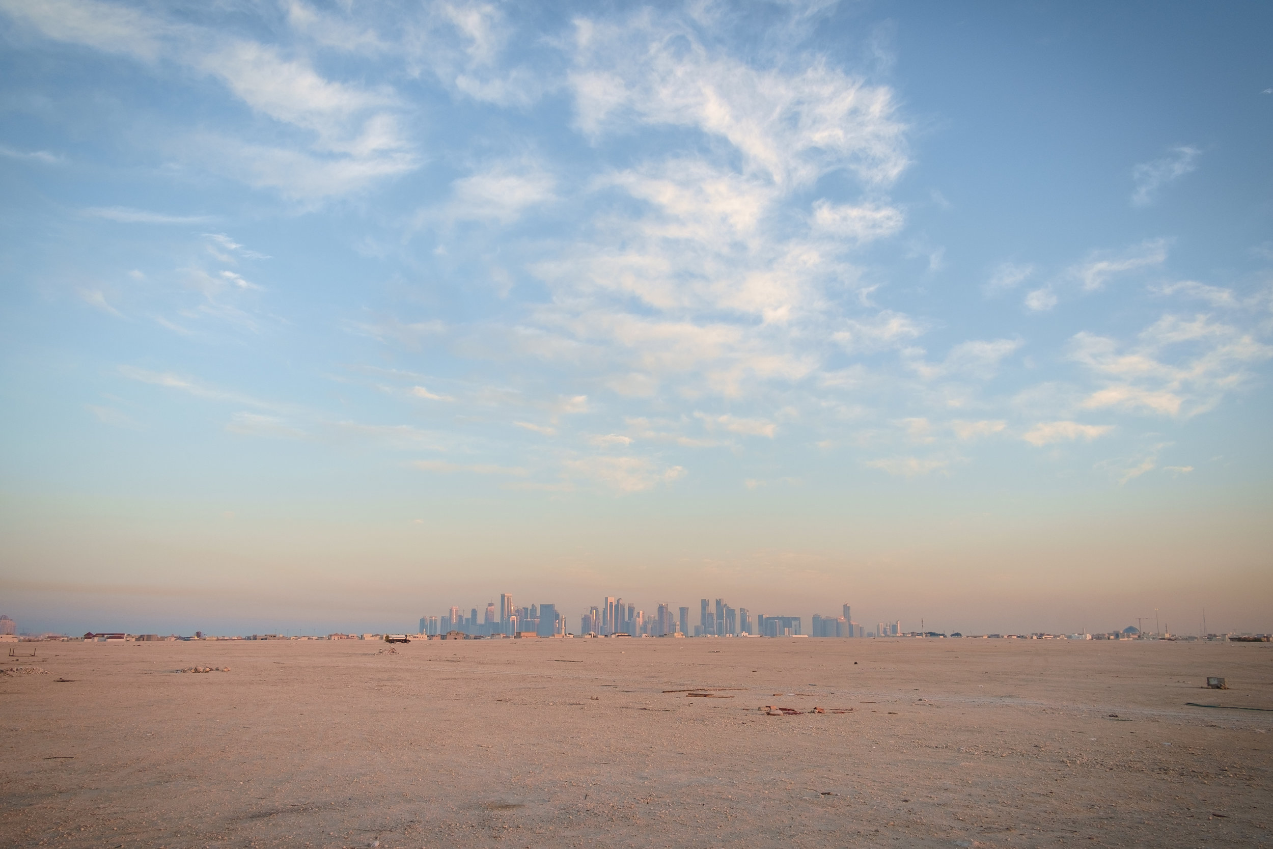  West Bay, Doha’s business district and iconic skyline, is seen in the distance. 