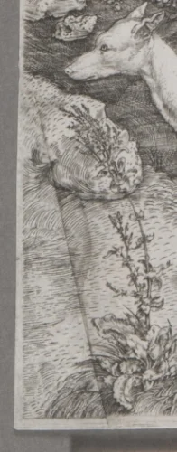  Detail after treatment, lower left corner.  Fill was hand painted to closely match the original. 