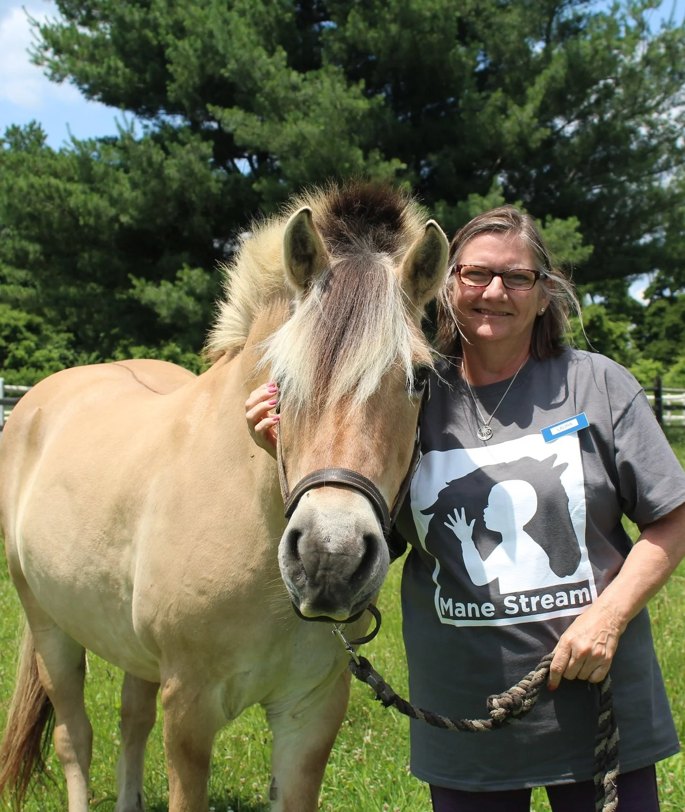 Laura once owned her own horse and has a clear love for the horses in our barn. She explained how Ian, one of the Norwegian Fjord horses was her “first crush” at the barn, and even had her oldest son, also named Ian come in to meet his horse “twin!”