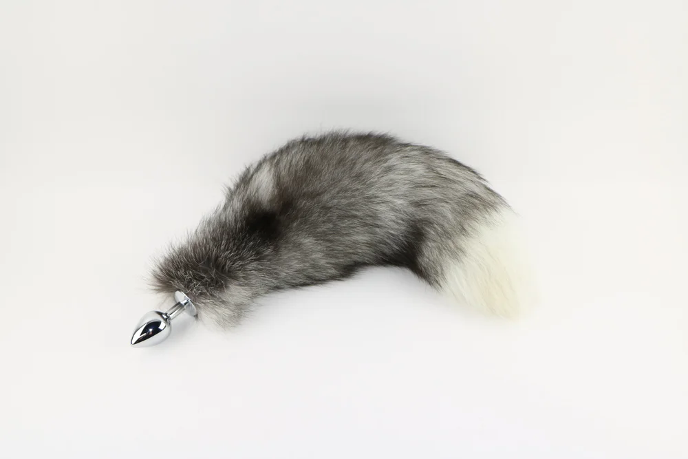 14-17" Indigo Fox Tail Butt Plug  Touch of Fur
