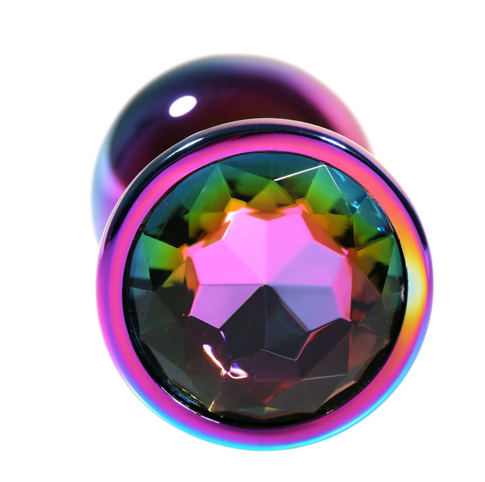 Large Neo-Chrome Butt Plug with Rainbow Gem! *PL-NC-L* — Touch of Fur