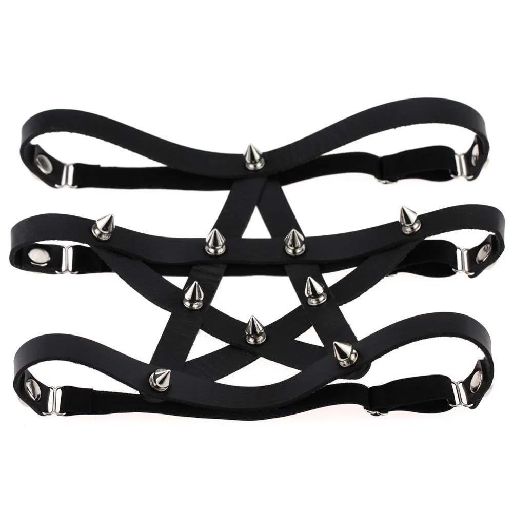 Pentagram Thigh Garter with Spikes - *GAR-1*  Touch of Fur