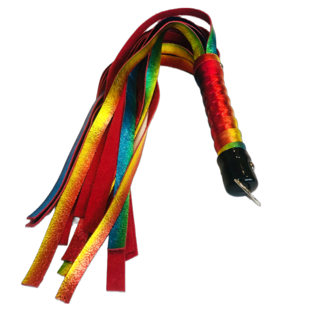 18 Metallic Rainbow Leather Flogger (2 options available) — Touch of Fur