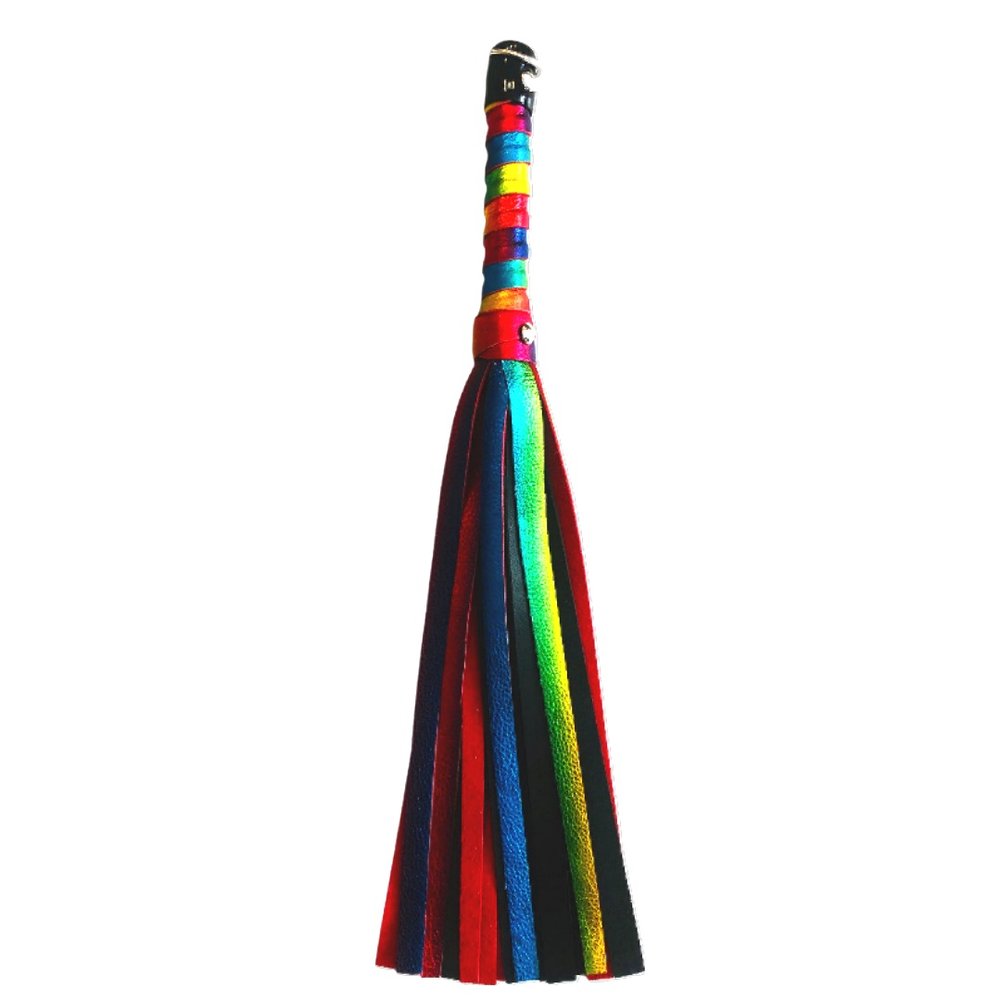 18 Metallic Rainbow Leather Flogger (2 options available) — Touch of Fur