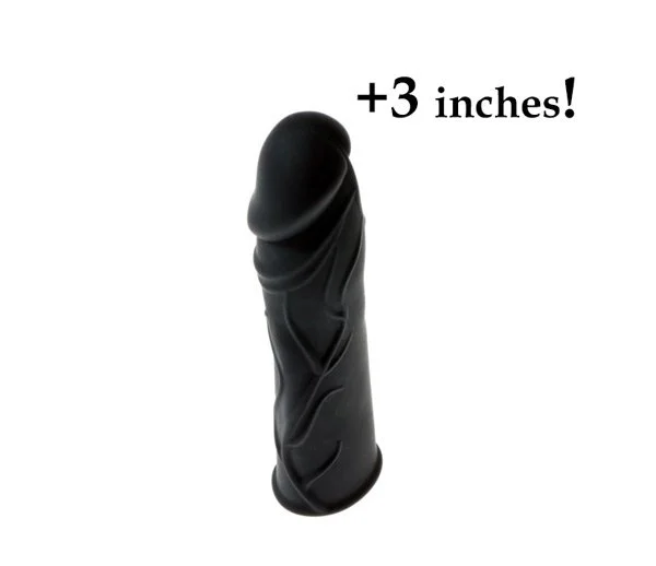 Black Silicone Penis Sleeve/Extender *PS-005* — Touch of Fur