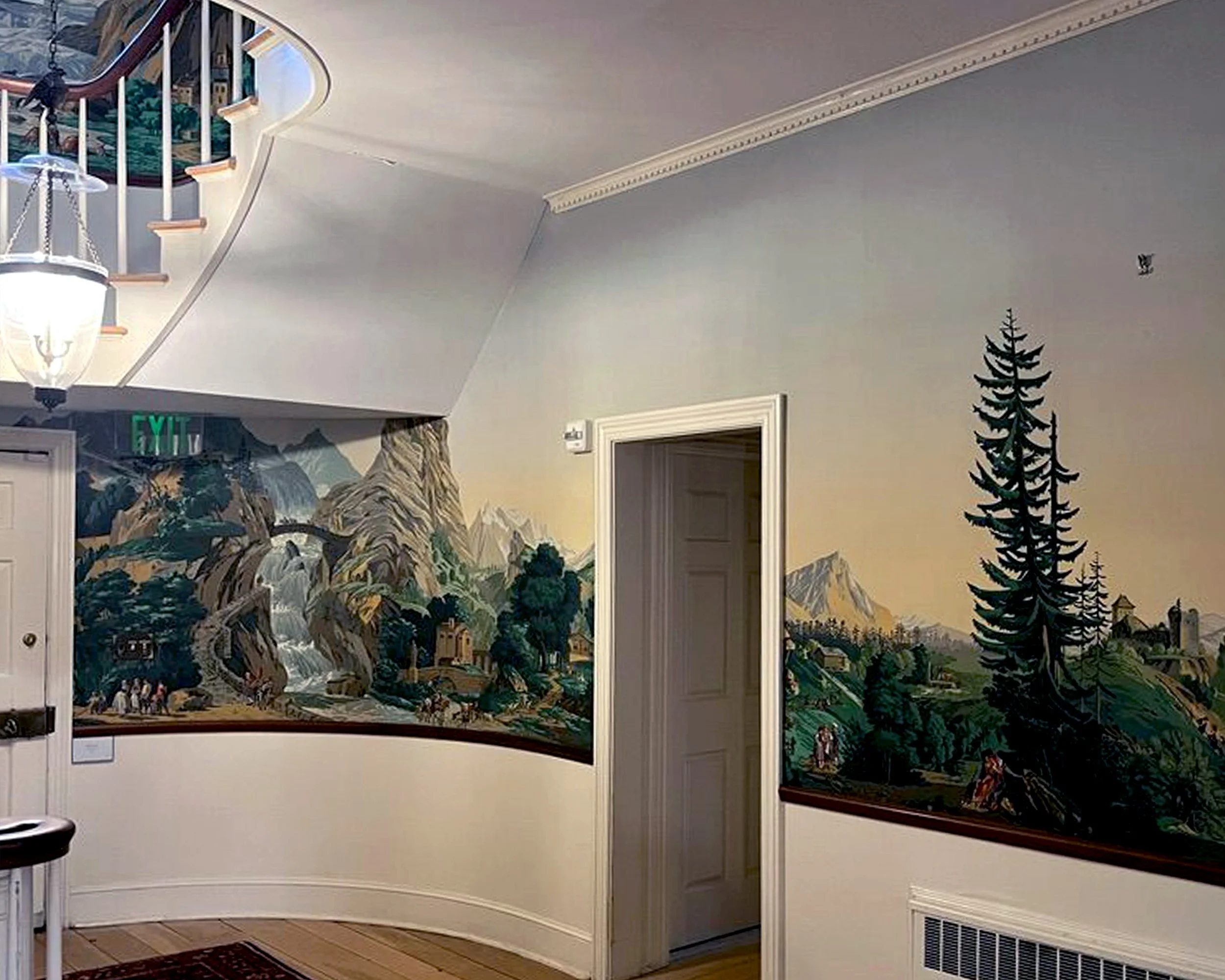 After restoration of Zuber Les Vues de Suisse wallpaper at Greenwood Gardens