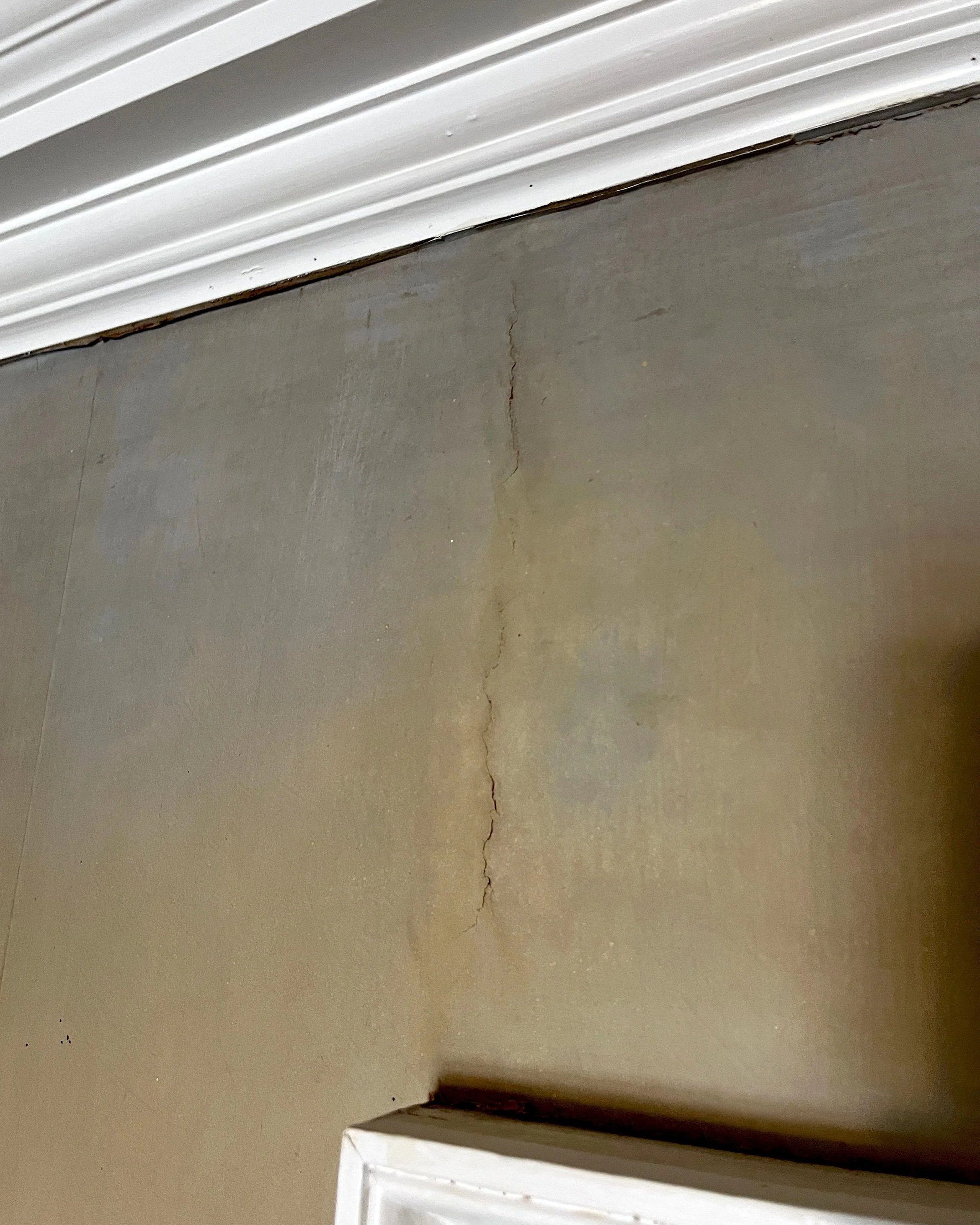 Faded sky detail before restoration of panoramic wallpaper