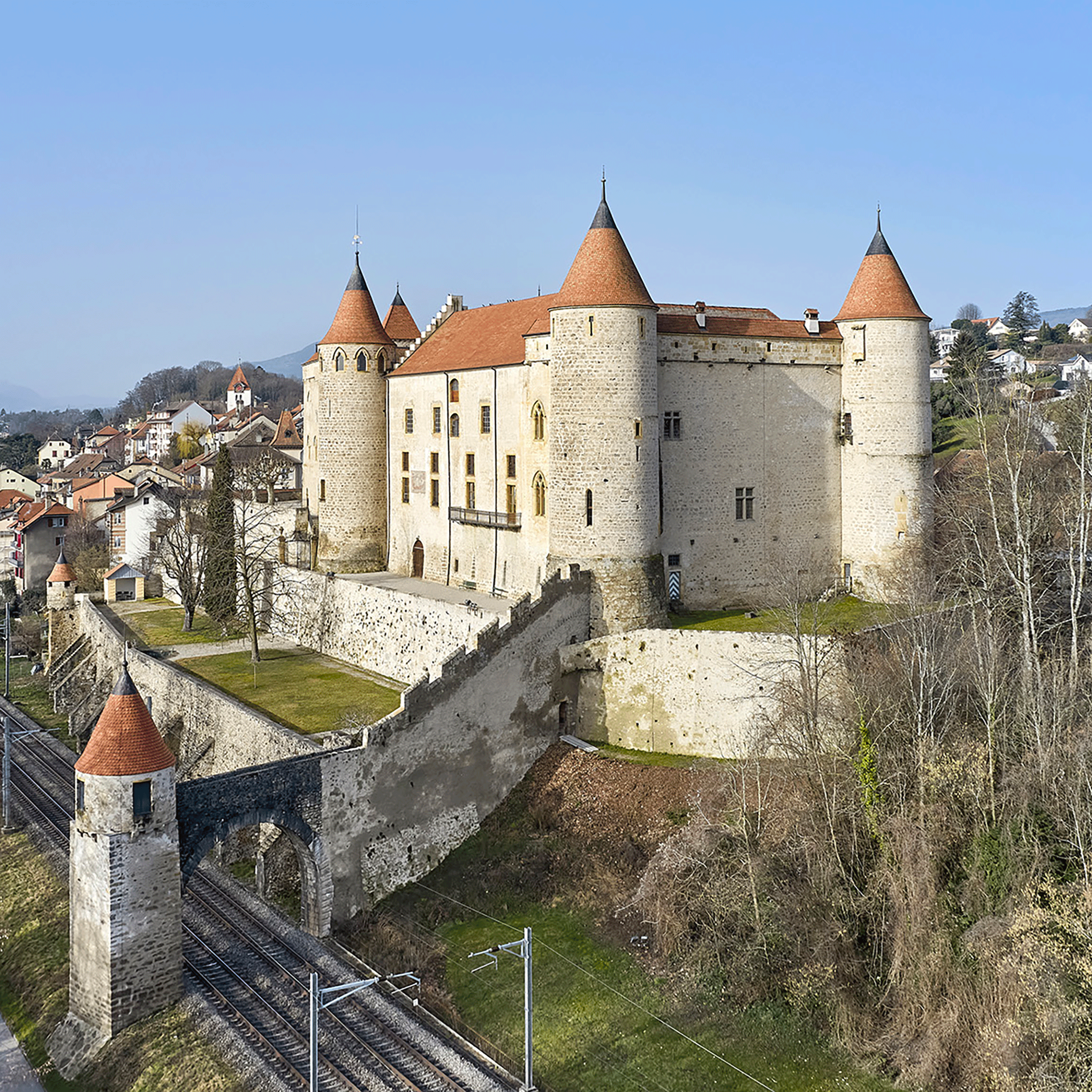 Swiss alpine landscape similar to scenes depicted in Zuber Les Vues de Suisse wallpaper