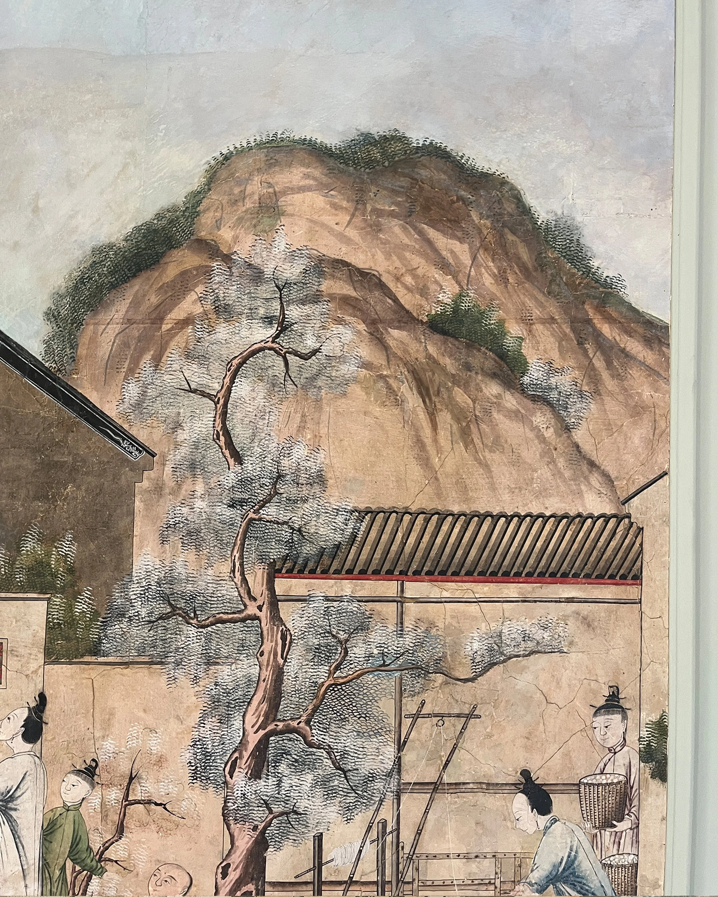 After second restoration of Village Scene wallpaper