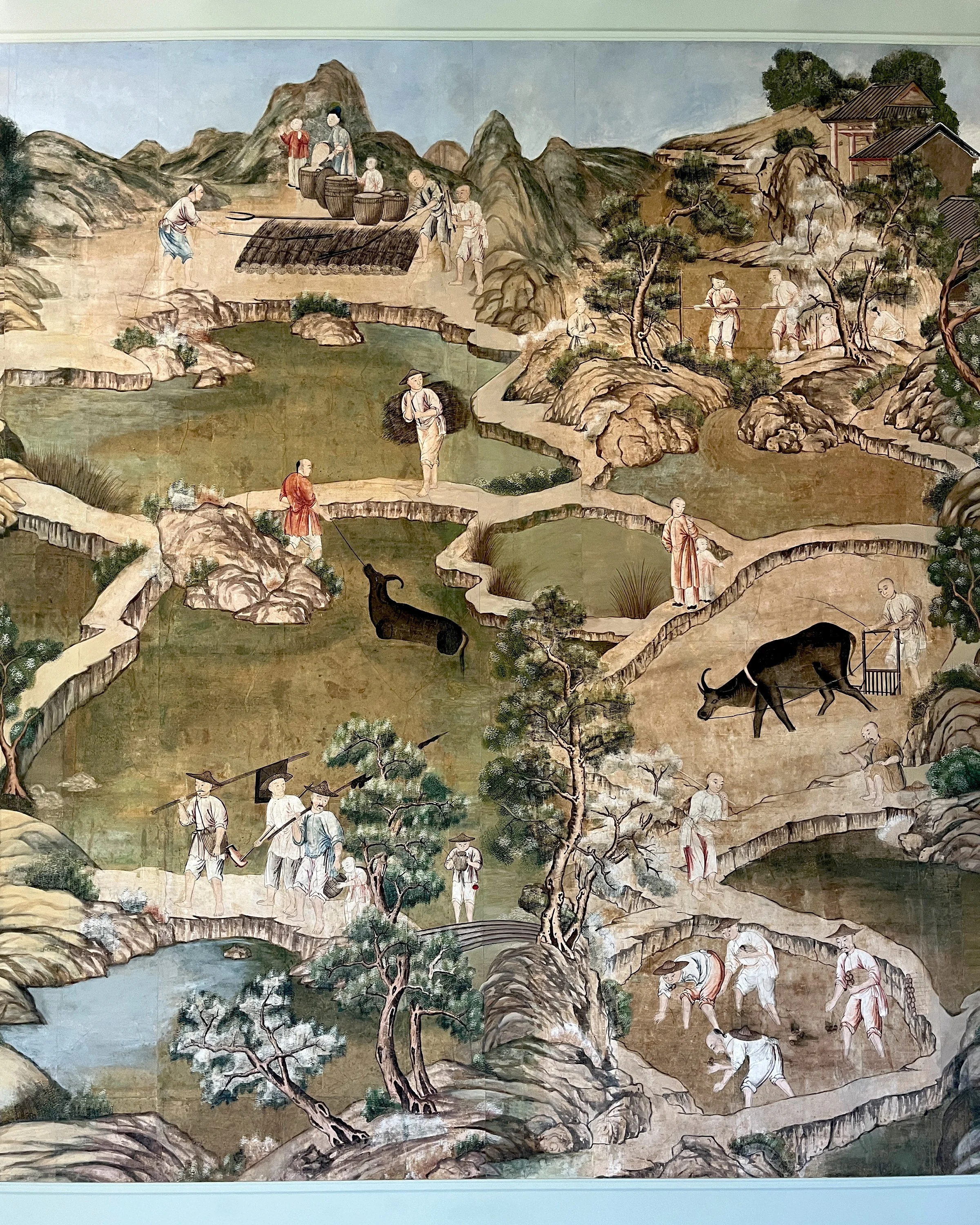 After second restoration of Village Scene wallpaper