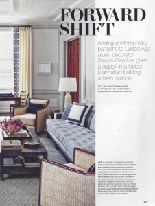February 2015 Architectural Digest, "Forward Shift" Designer: Stephen Gambrell Custom Aqua Gracie