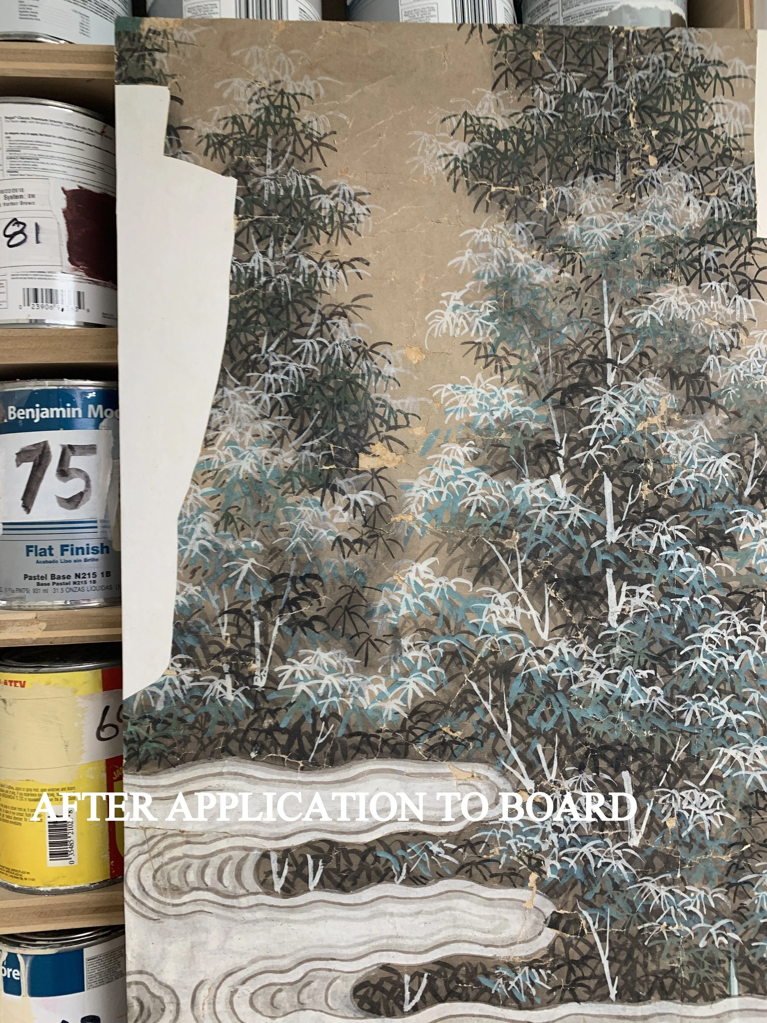 After application to boards, before restoration