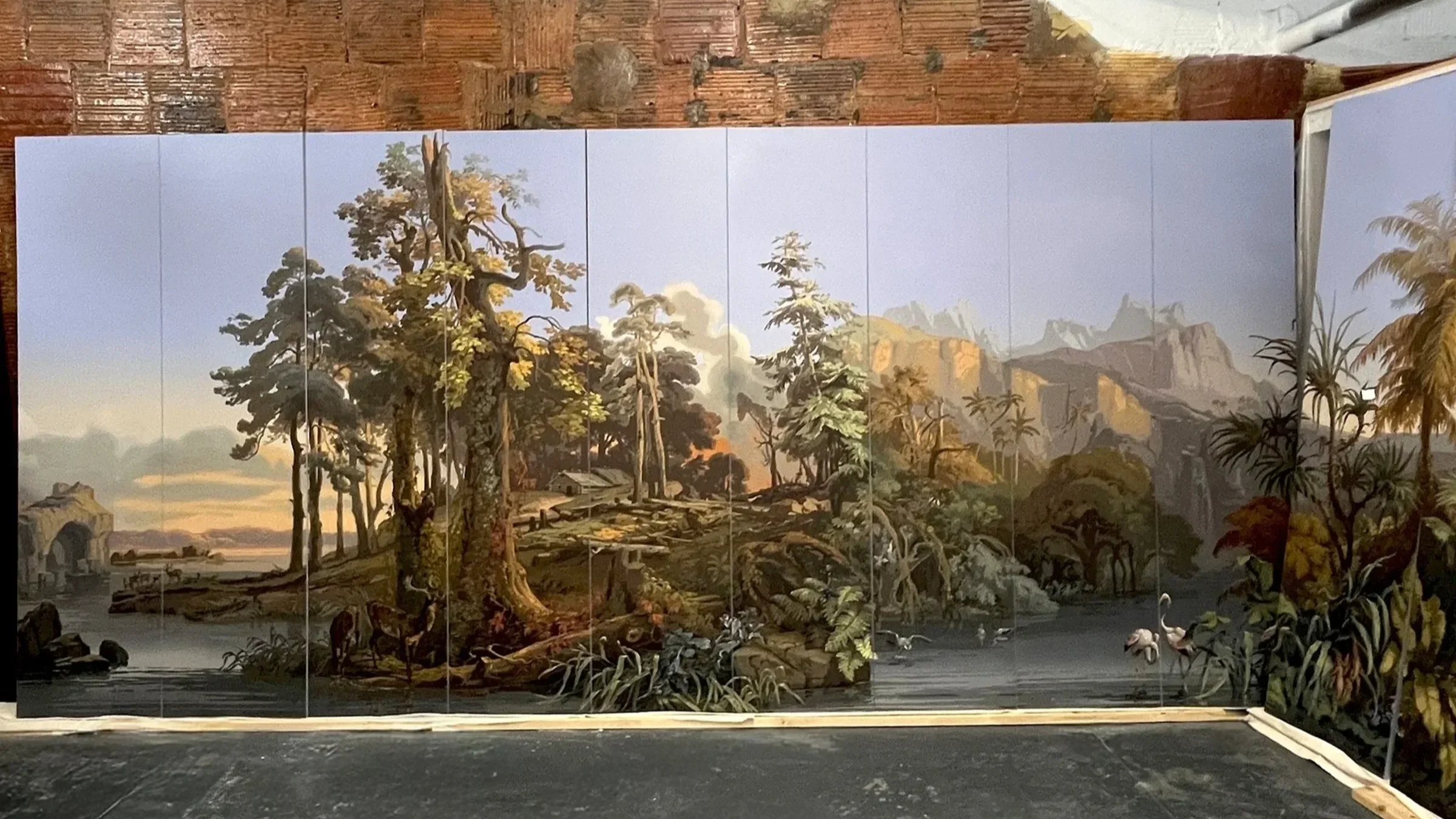 Antique Wallpaper Restoration - Zuber Les Zones Terrestres, early 1900s