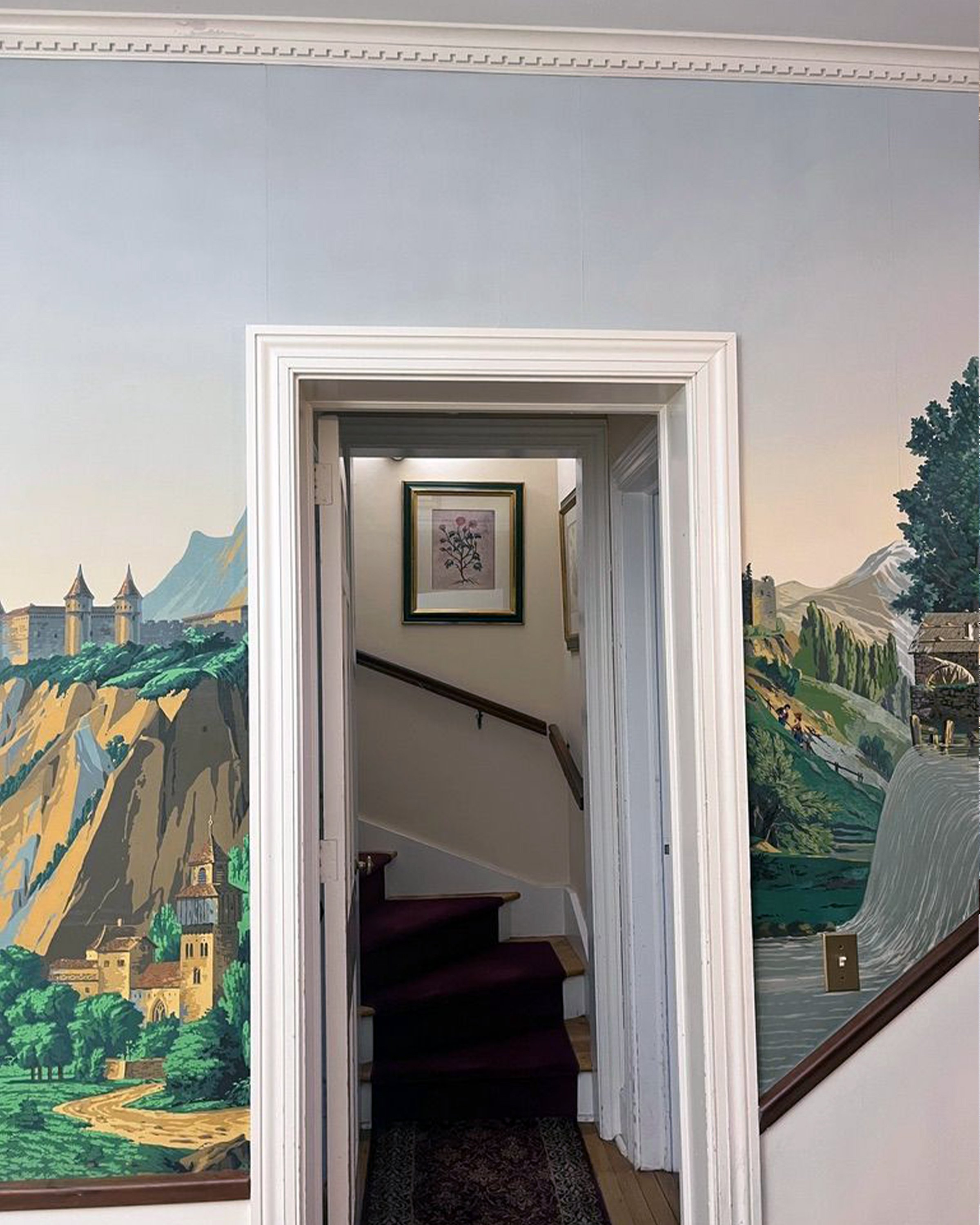 After restoration of Zuber Les Vues de Suisse wallpaper at Greenwood Gardens