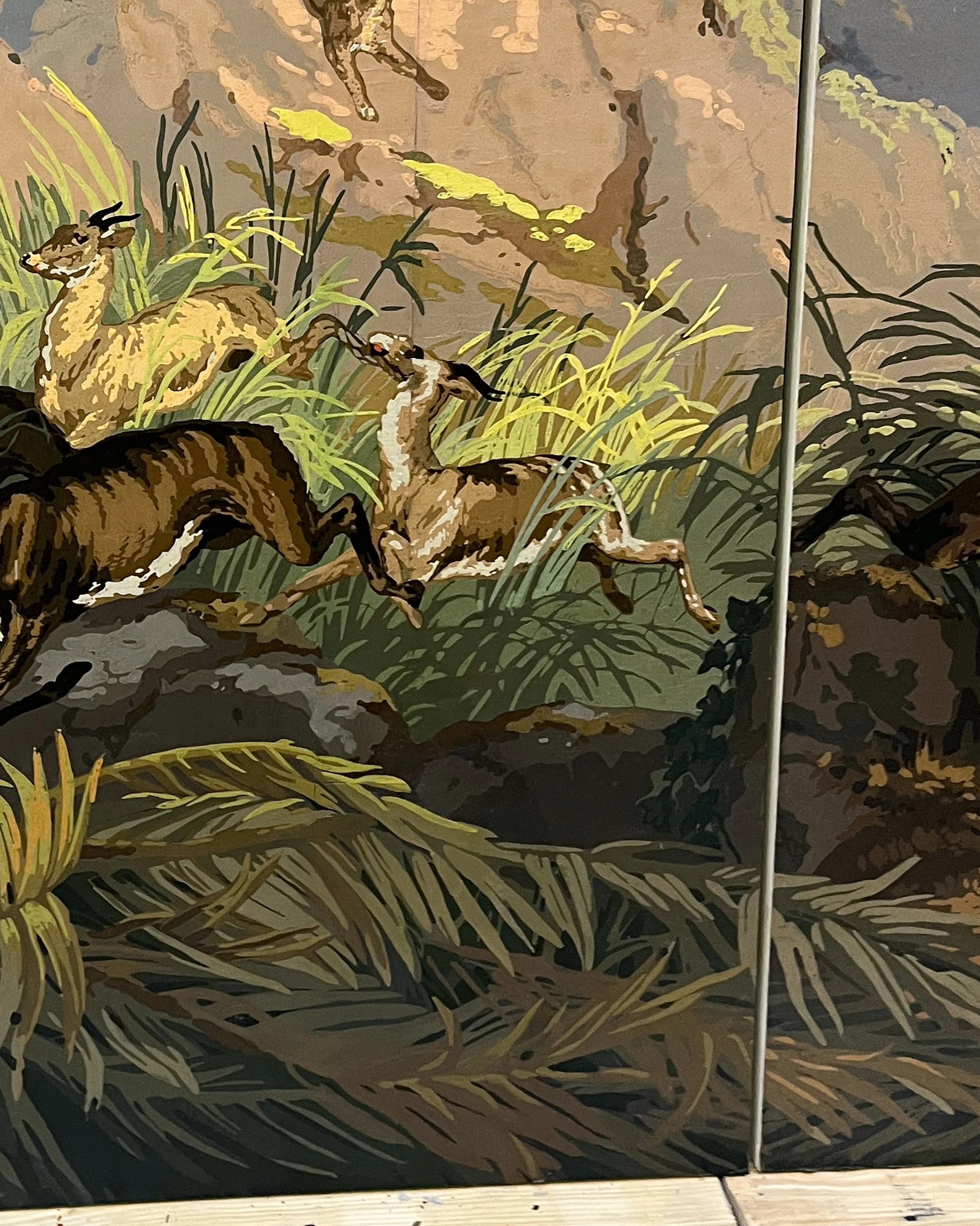 After restoration of antique Zuber Les Zones Terrestres wallpaper