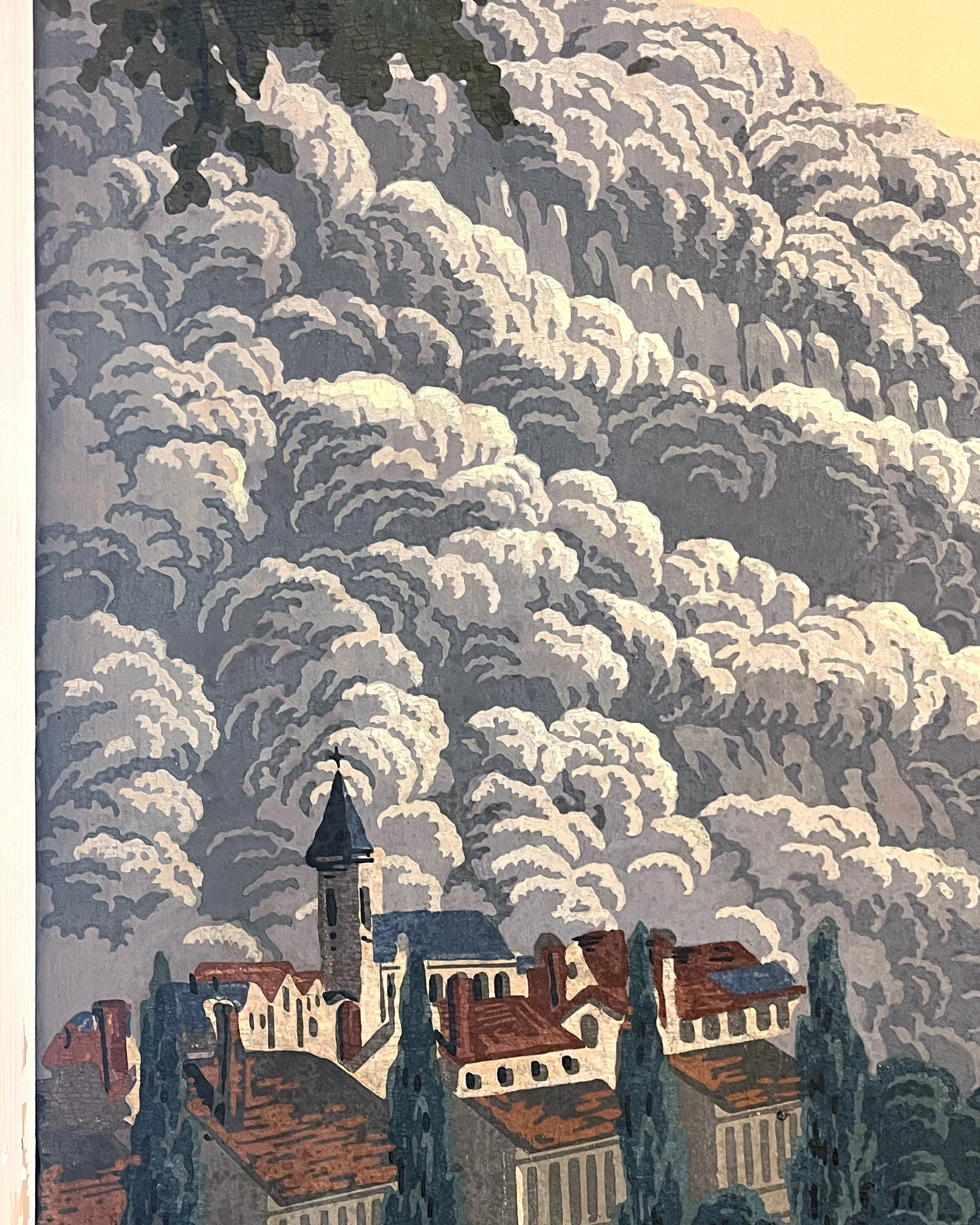 Close-up of age-related spotting on antique wallpaper after restoration