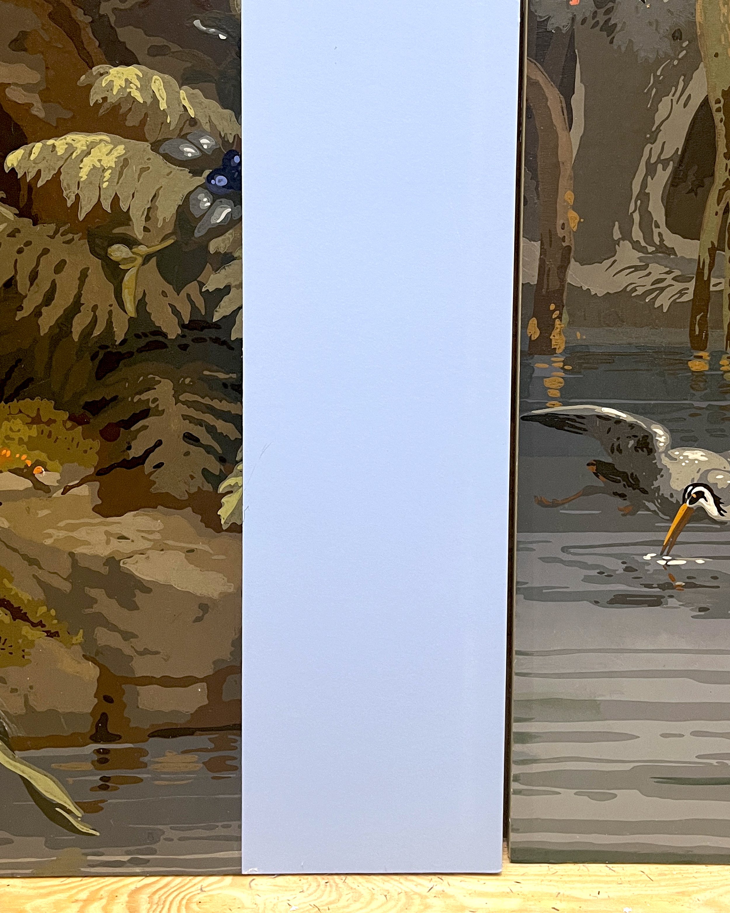 Before restoration of antique Zuber Les Zones Terrestres wallpaper