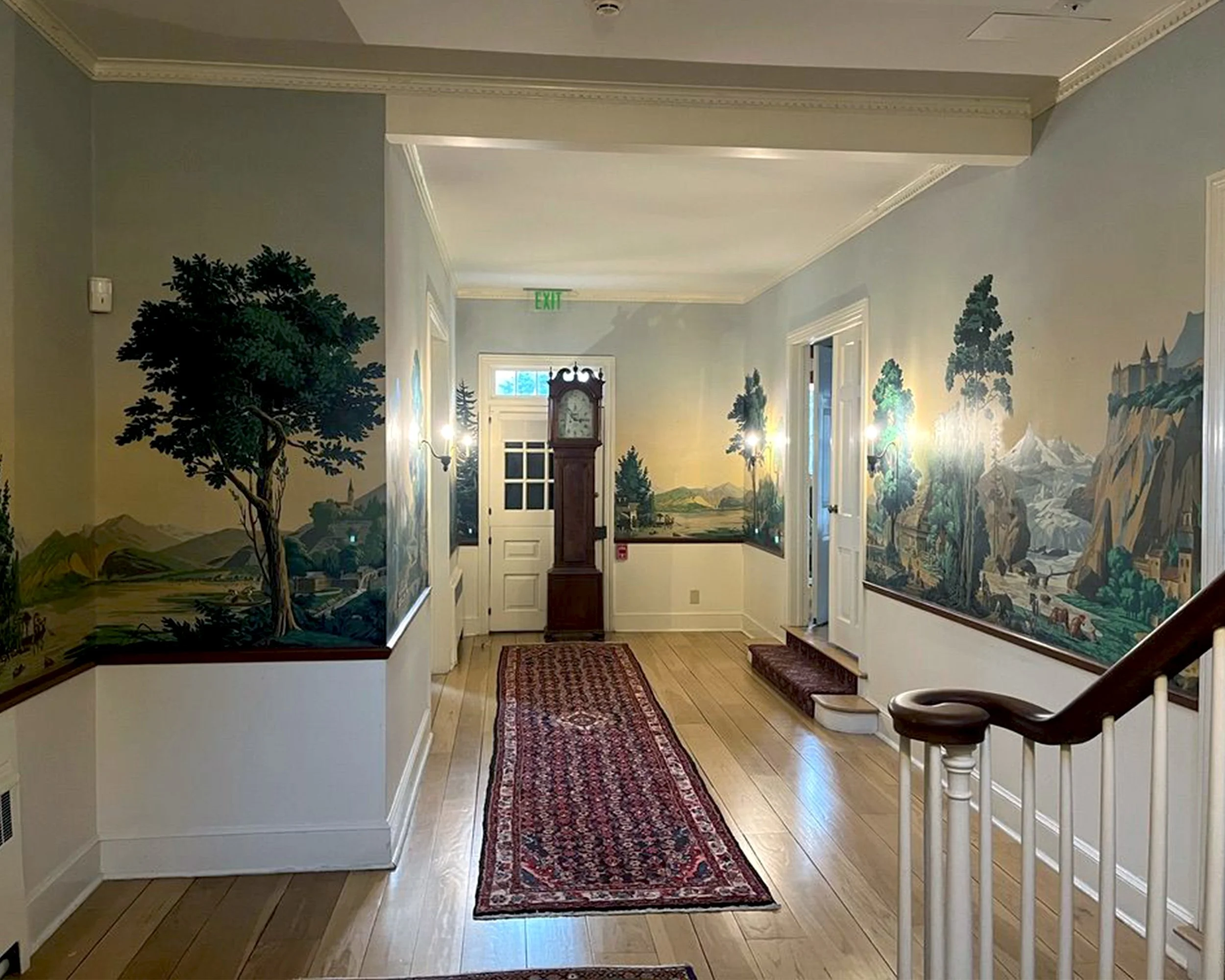 Restored Zuber Les Vues de Suisse panoramic wallpaper at Greenwood Gardens in New Jersey