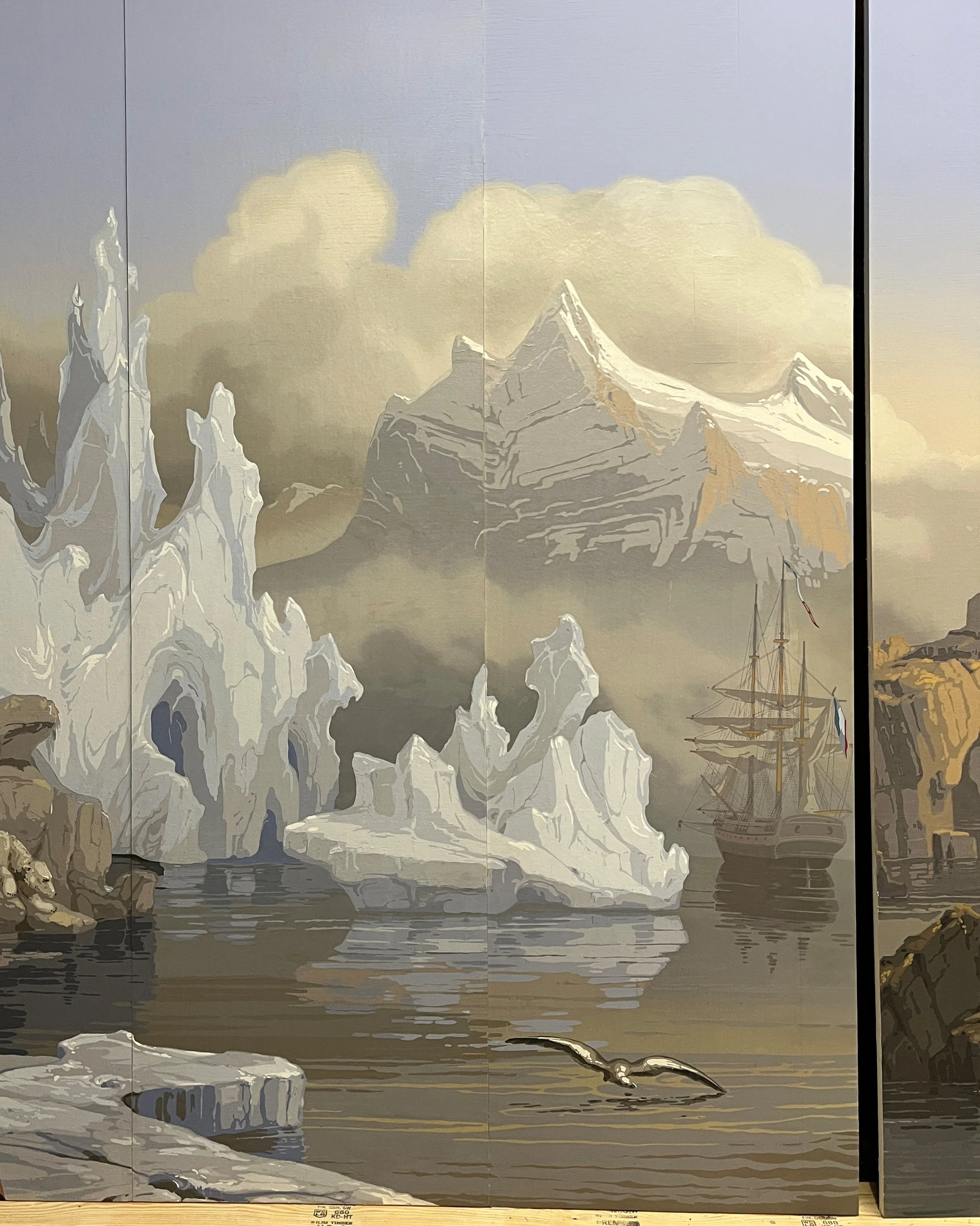 After restoration of antique Zuber Les Zones Terrestres wallpaper